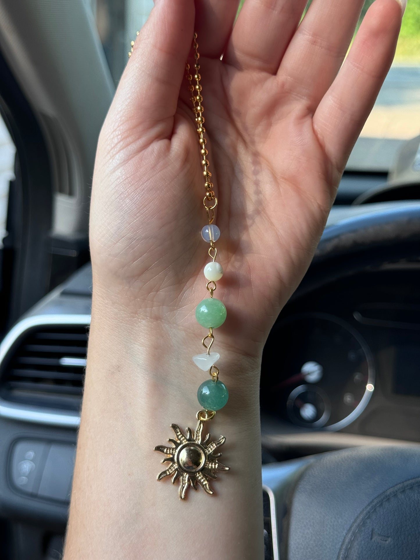 Green Aventurine Rearview Mirror Charm
