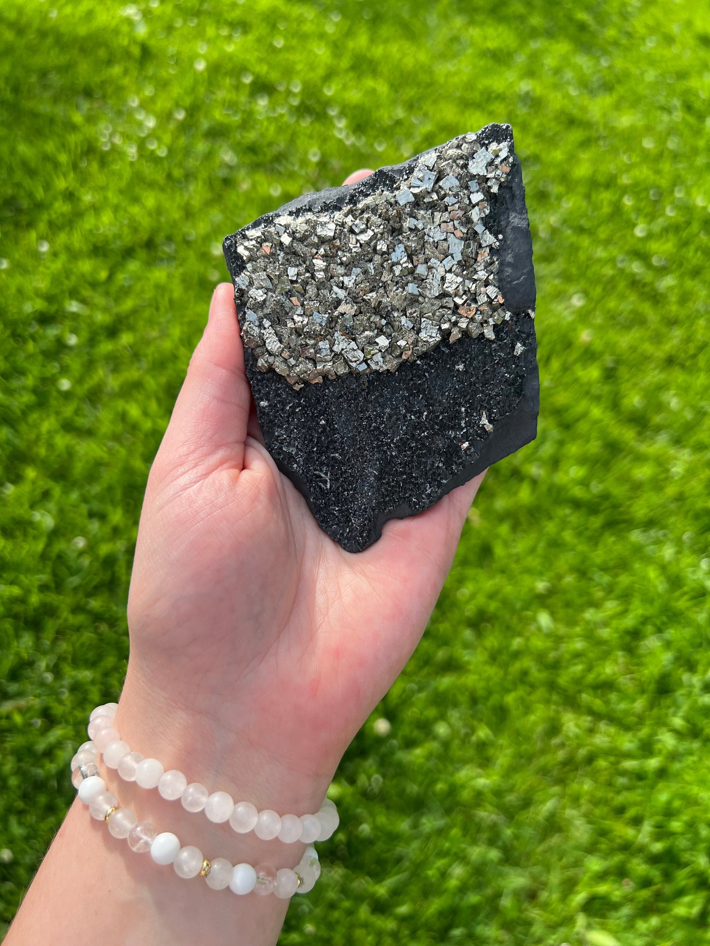 Pyrite on Basalt Crystal Specimen Rare Find Specialty Crystal Collectors Item Gift box Gift basket Natural Gemstones High Grade