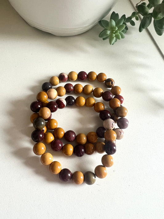 Mookaite Jasper Bracelet Handmade Crystal Healing Bracelet 8mm Genuine Gemstone Beads Gift for friend Stress Relief Calming Bracelet