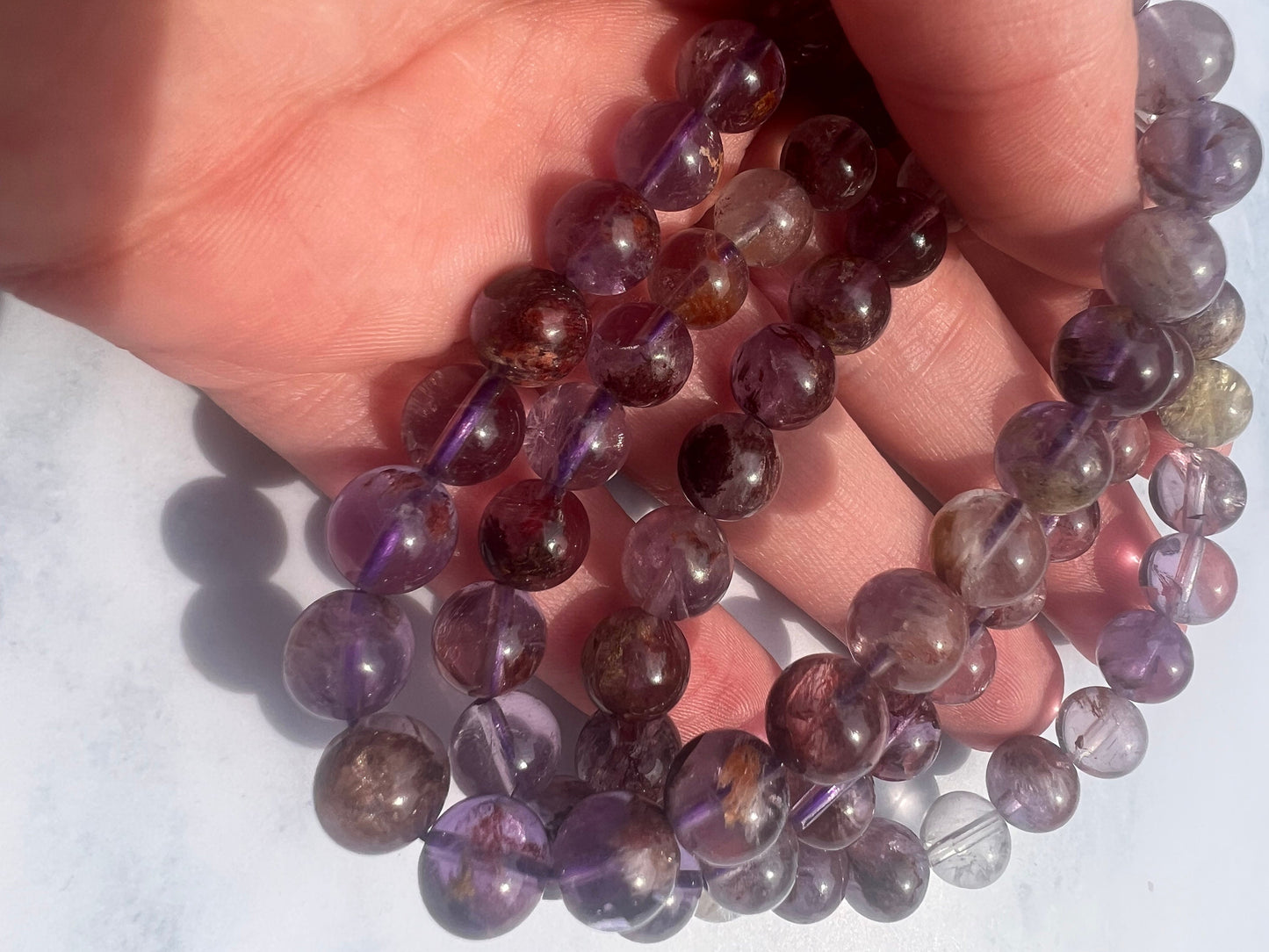Garden Quartz Bracelet Lodolite Bracelet Phantom Quartz Bracelet Handmade Gemstone Bracelet Healing Crystal Bracelet Quartz Jewelry