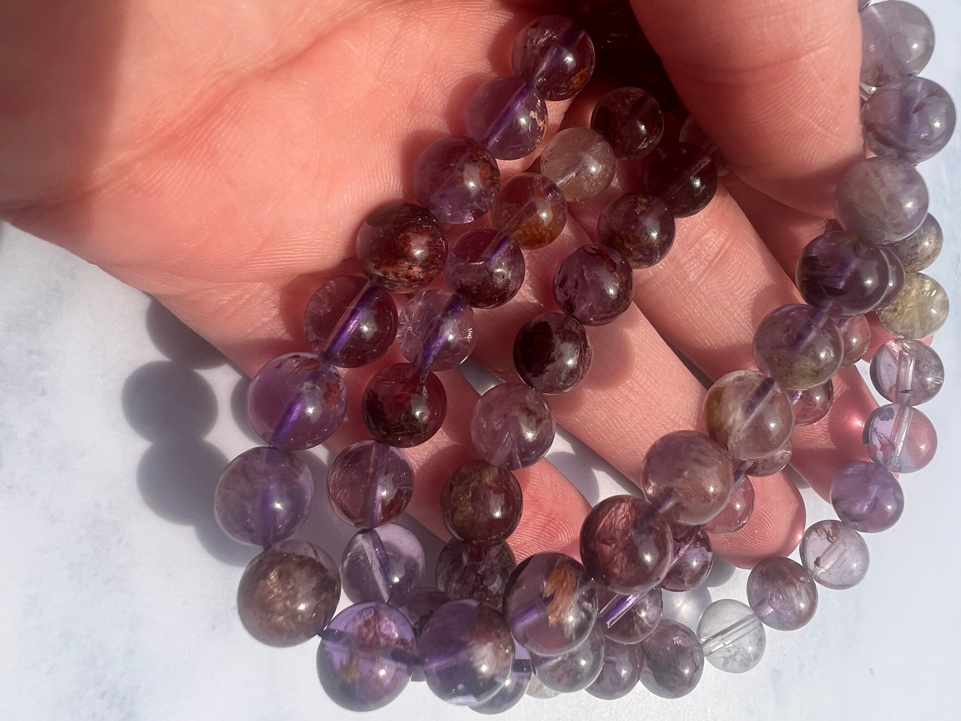 Garden Quartz Bracelet Lodolite Bracelet Phantom Quartz Bracelet Handmade Gemstone Bracelet Healing Crystal Bracelet Quartz Jewelry