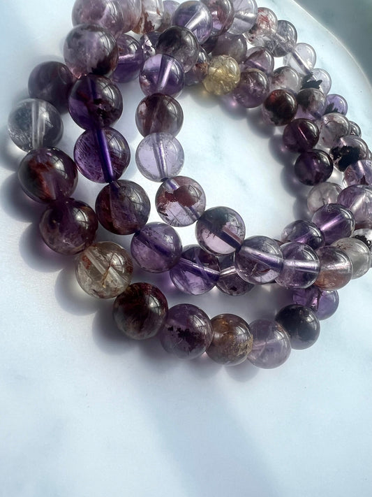 Garden Quartz Bracelet Lodolite Bracelet Phantom Quartz Bracelet Handmade Gemstone Bracelet Healing Crystal Bracelet Quartz Jewelry
