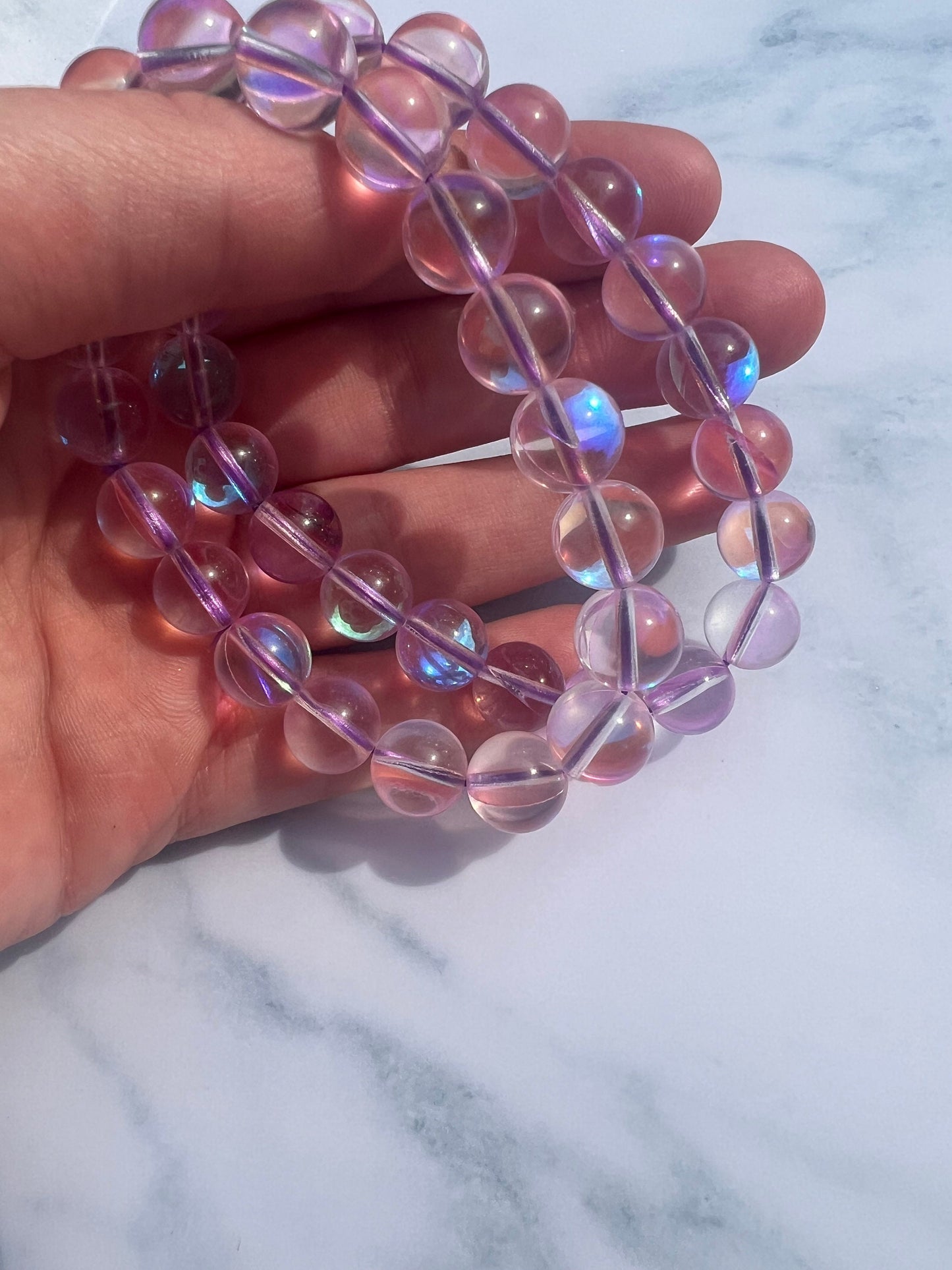 Aura Clear Quartz Bracelets 10mm & 5mm beads High Quality Clear Quartz Handmade Gemstone Bracelet Healing Crystals Jewelry Gift for her