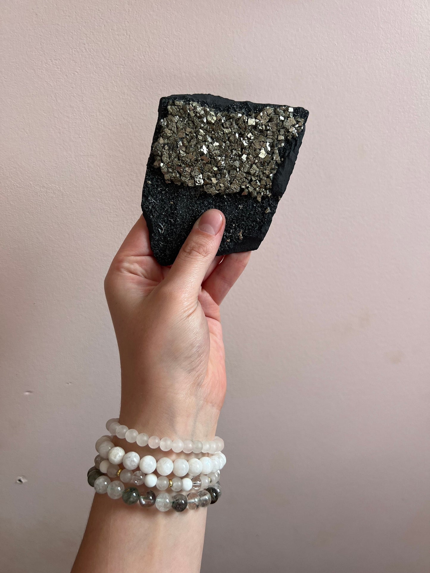 Pyrite on Basalt Crystal Specimen Rare Find Specialty Crystal Collectors Item Gift box Gift basket Natural Gemstones High Grade