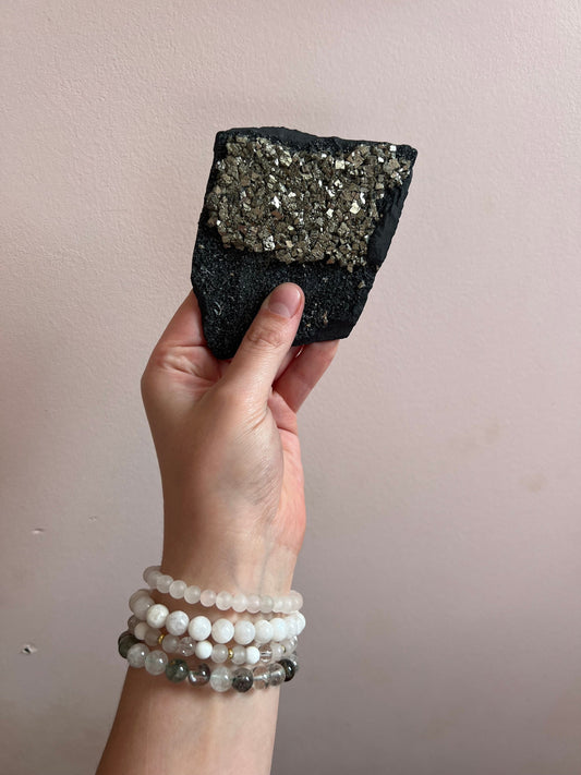Pyrite on Basalt Crystal Specimen Rare Find Specialty Crystal Collectors Item Gift box Gift basket Natural Gemstones High Grade