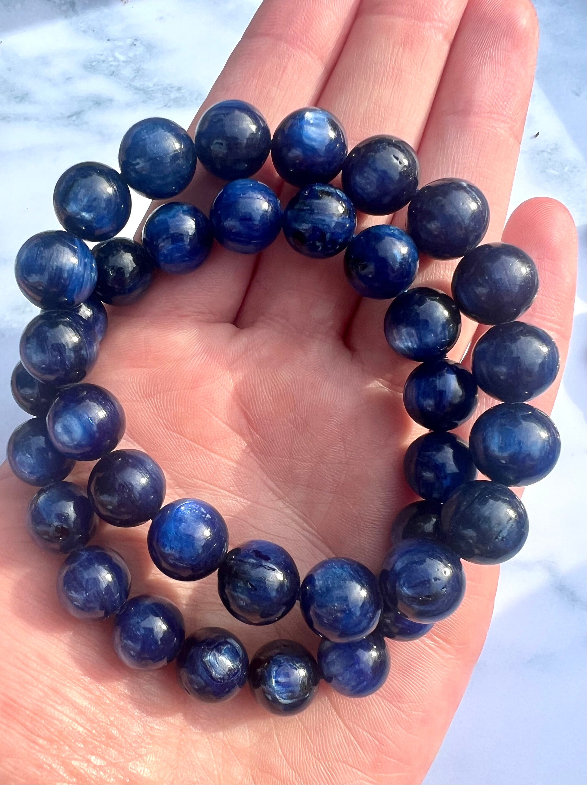 AAA Blue Kyanite Bracelet 10mm | Deep Blue Kyanite Gemstone Bracelet High Grade Kyanite