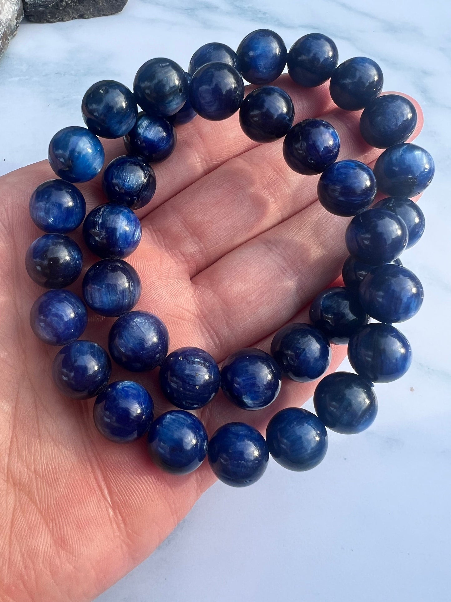 AAA Blue Kyanite Bracelet 10mm | Deep Blue Kyanite Gemstone Bracelet High Grade Kyanite