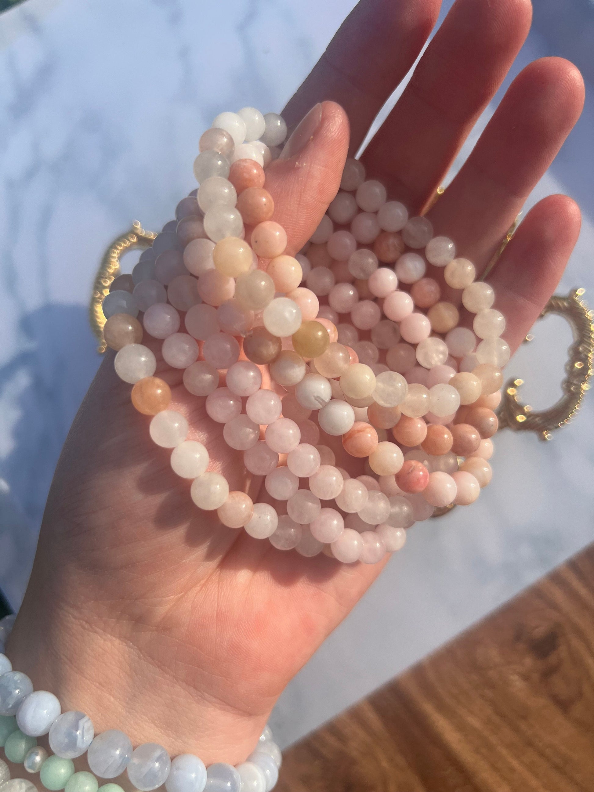 Pink Aventurine Bracelet Handmade Genuine Gemstone Beads Natural Healing Crystal Bracelet Gift for her Gemstone Jewelry Accessory