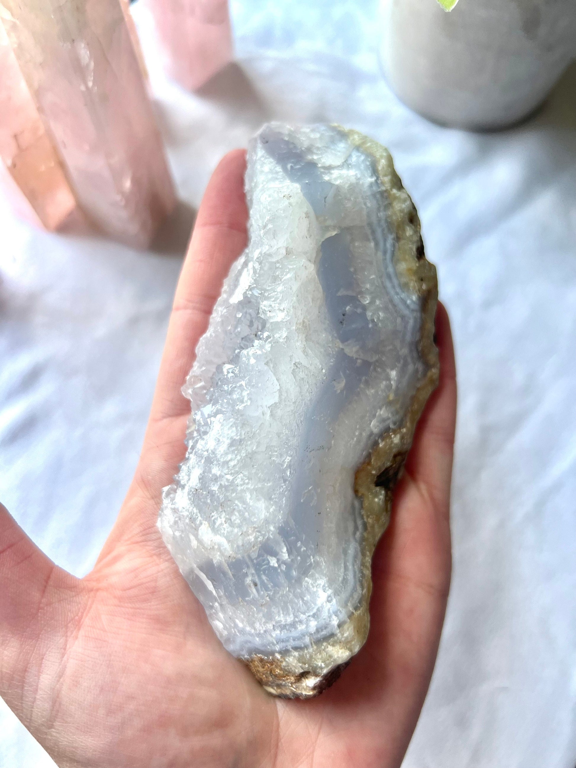 Raw Blue Lace Agate Specimen with tons of Druze Unpolished Blue Lace Agate Druzy Blue Lace Agate