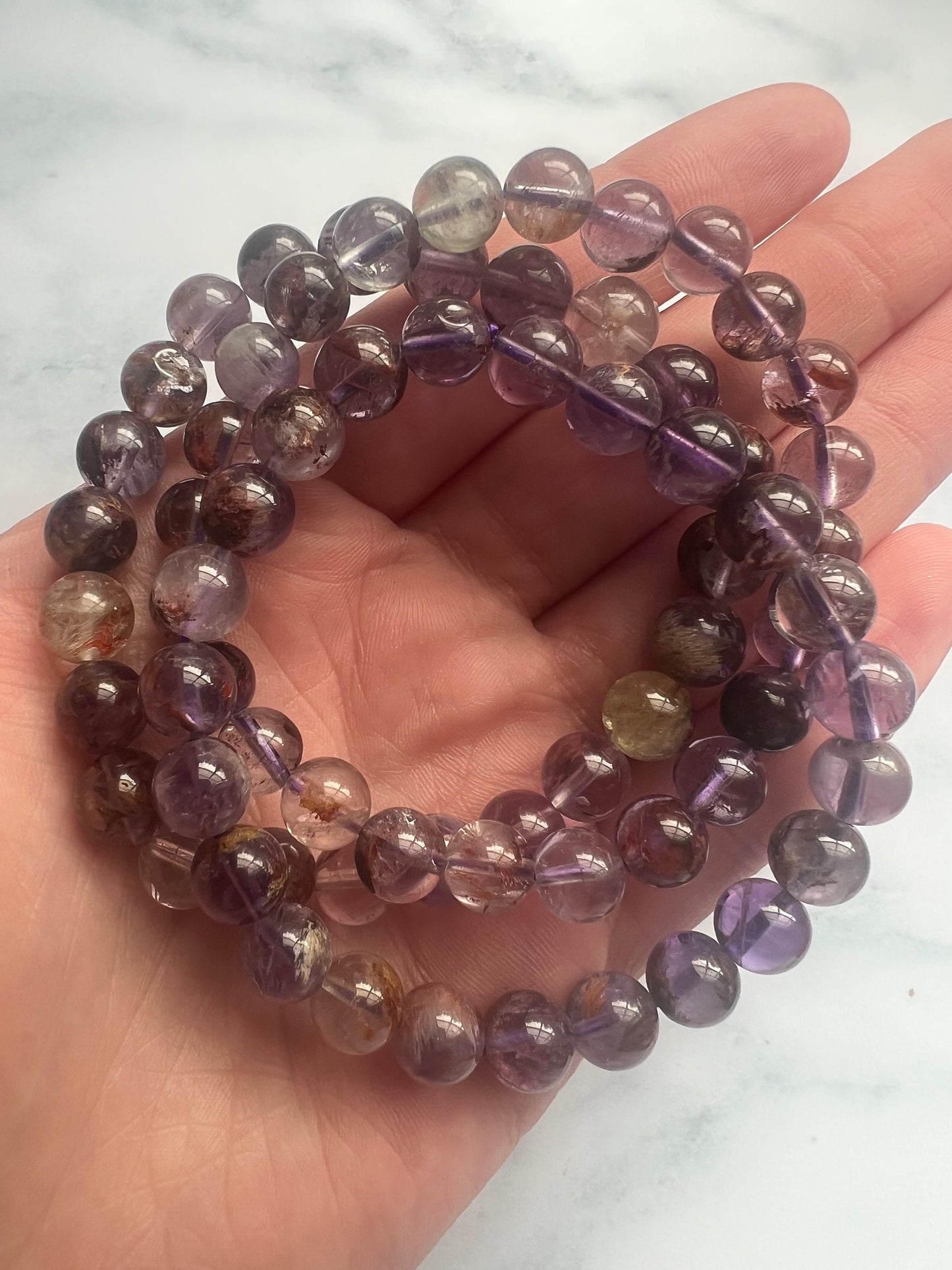 Garden Quartz Bracelet Lodolite Bracelet Phantom Quartz Bracelet Handmade Gemstone Bracelet Healing Crystal Bracelet Quartz Jewelry