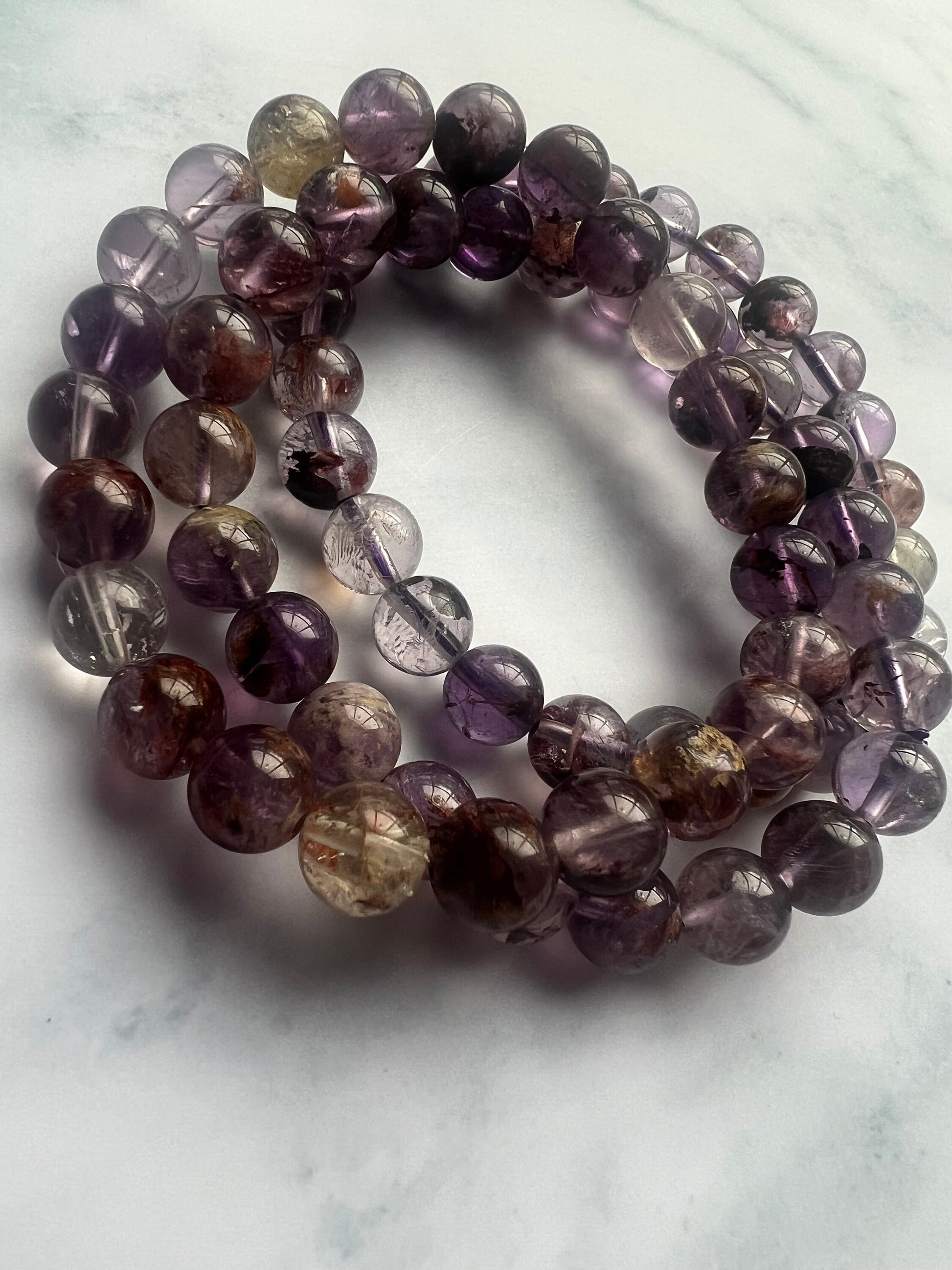 Garden Quartz Bracelet Lodolite Bracelet Phantom Quartz Bracelet Handmade Gemstone Bracelet Healing Crystal Bracelet Quartz Jewelry