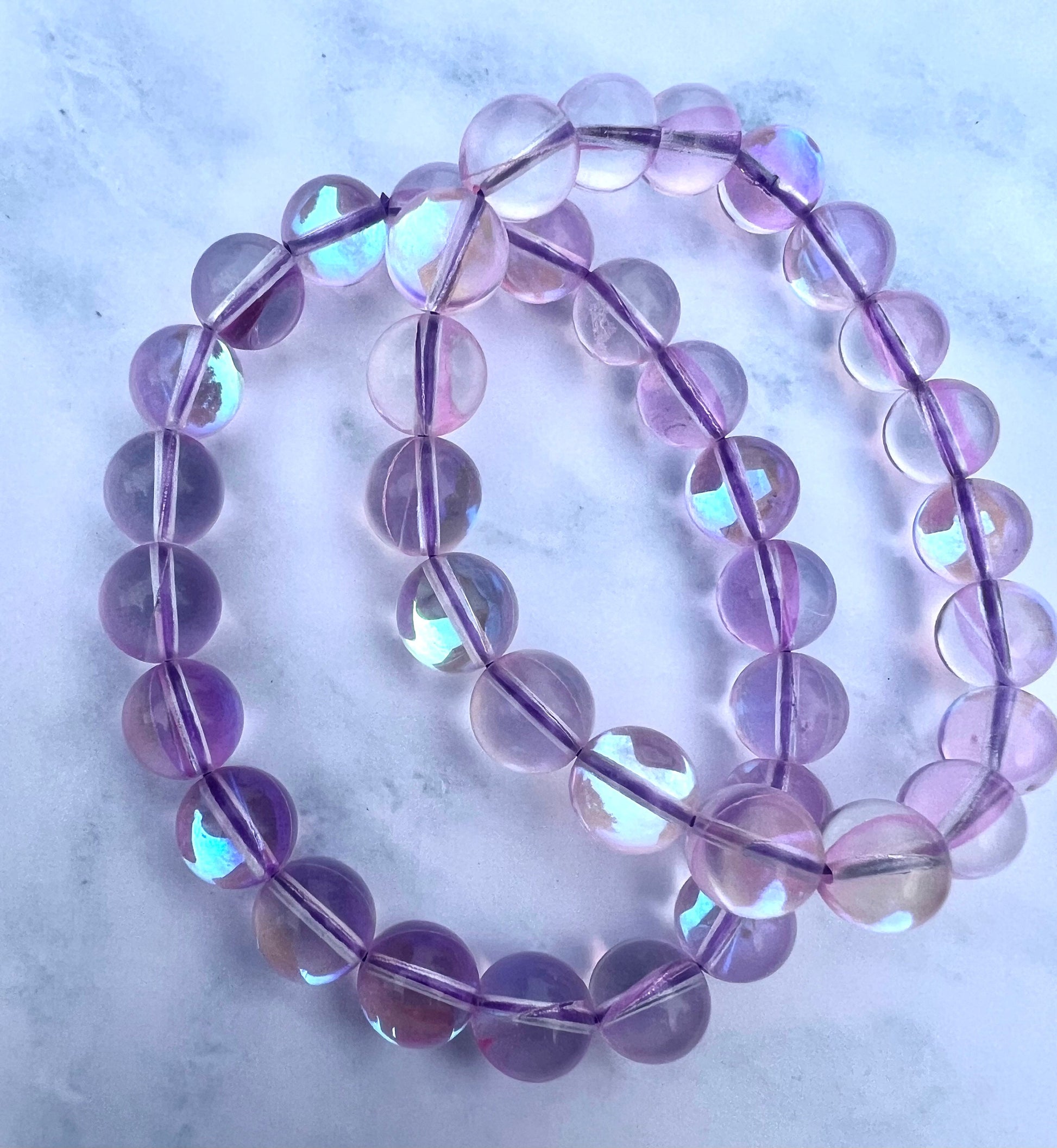 Aura Clear Quartz Bracelets 10mm & 5mm beads High Quality Clear Quartz Handmade Gemstone Bracelet Healing Crystals Jewelry Gift for her