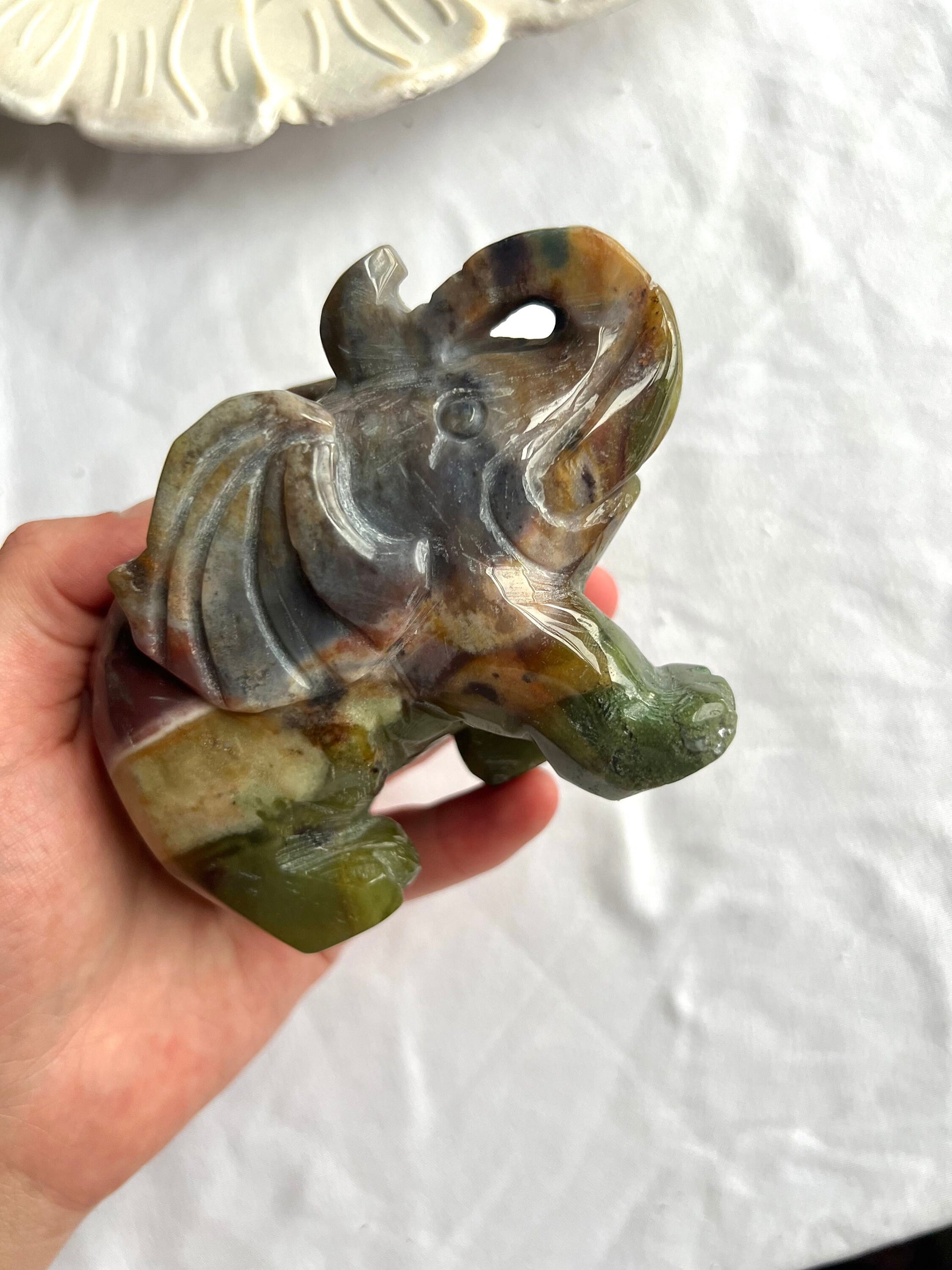 Ocean Jasper Elephant Carving Ocean Jasper