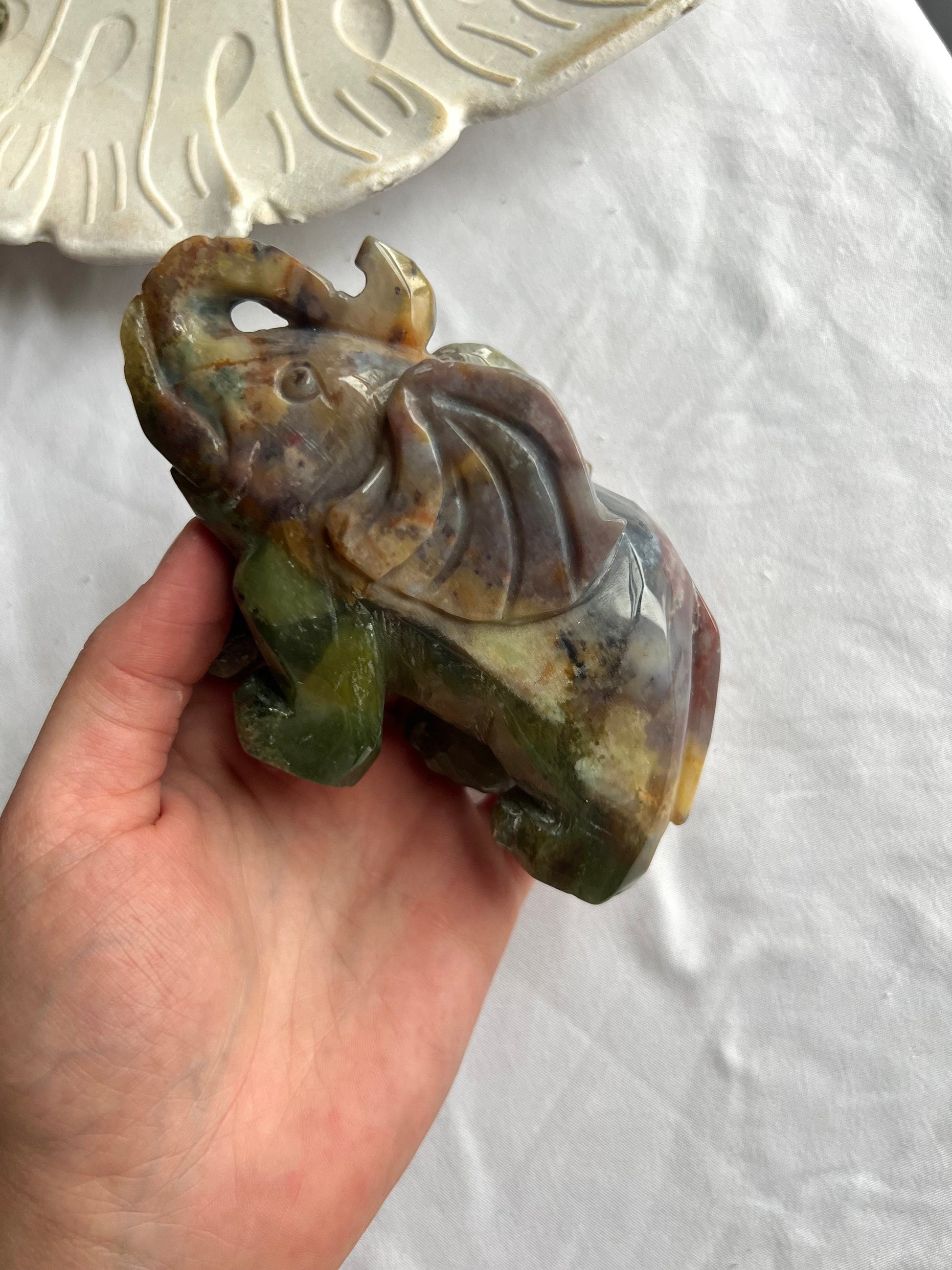 Ocean Jasper Elephant Carving Ocean Jasper