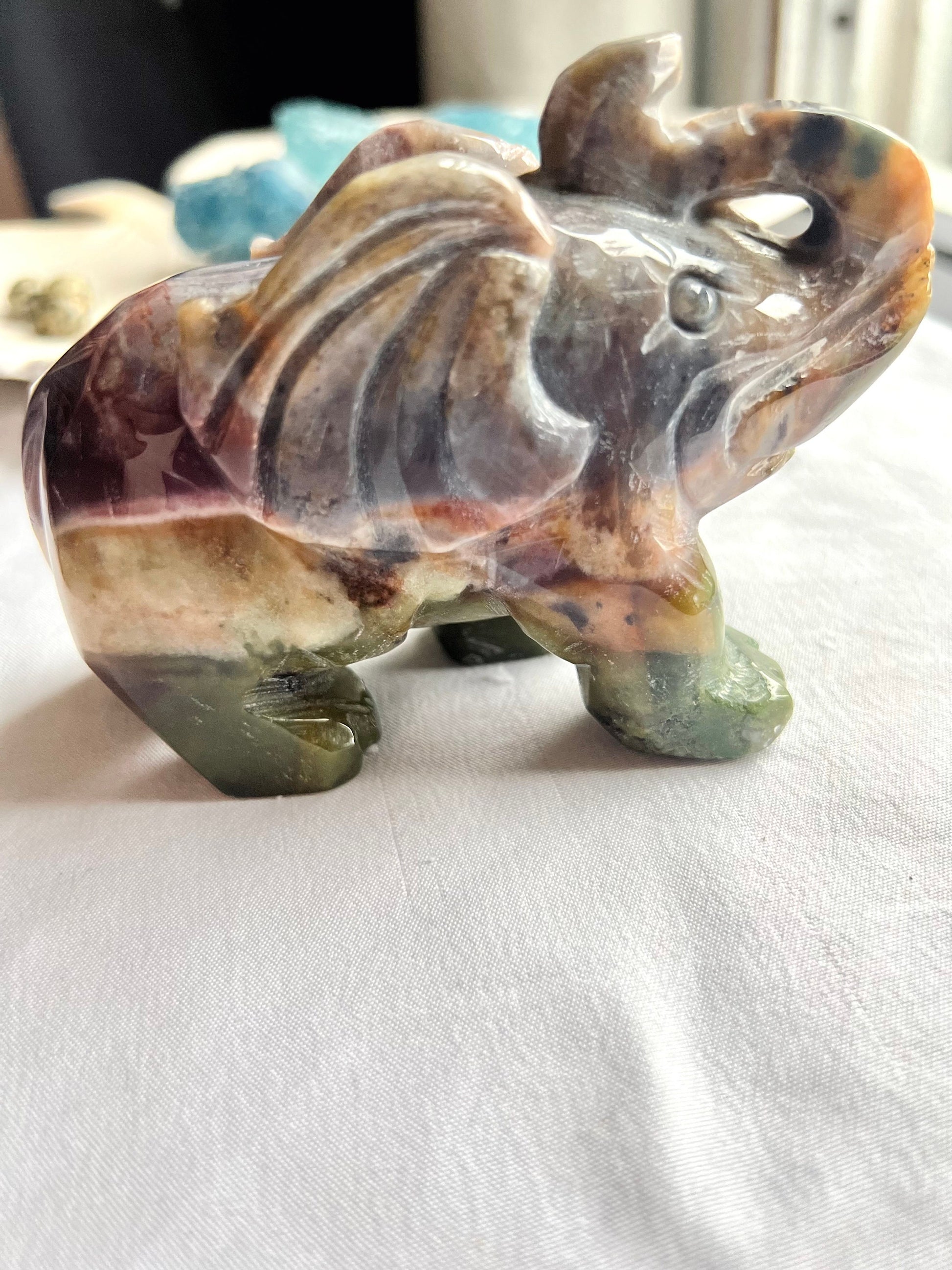 Ocean Jasper Elephant Carving Ocean Jasper