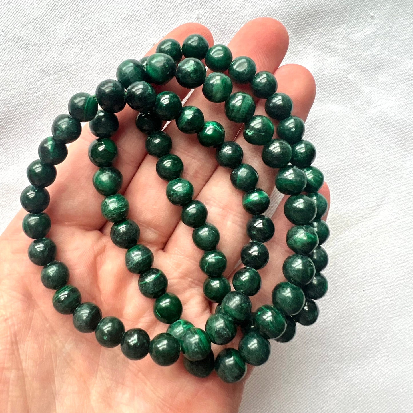 Gorgeous Malachite Bracelets 6mm Handmade Gemstone Bracelet Deep Green Malachite