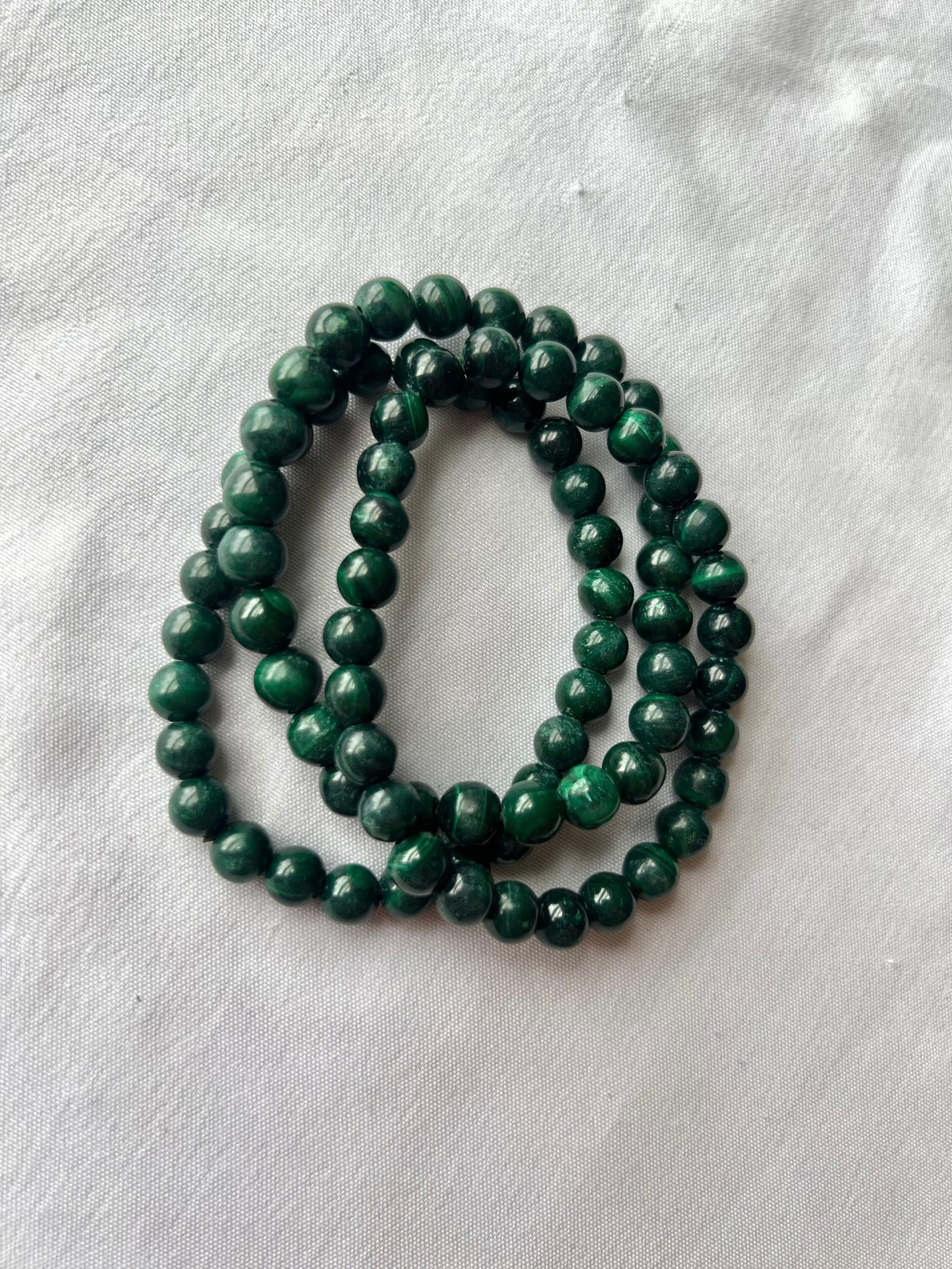 Gorgeous Malachite Bracelets 6mm Handmade Gemstone Bracelet Deep Green Malachite
