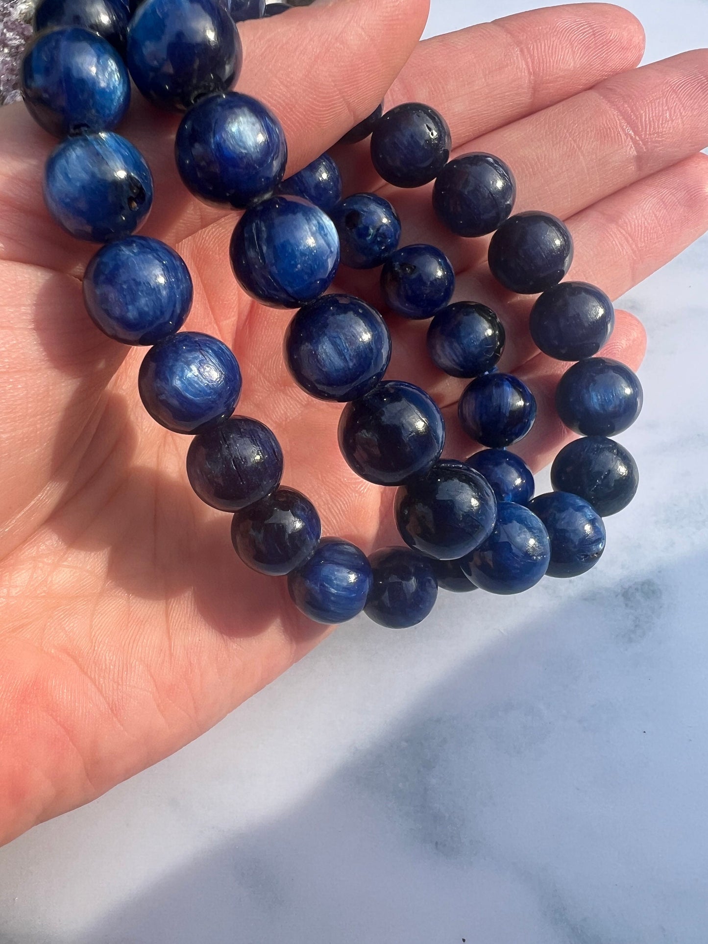 AAA Blue Kyanite Bracelet 10mm | Deep Blue Kyanite Gemstone Bracelet High Grade Kyanite