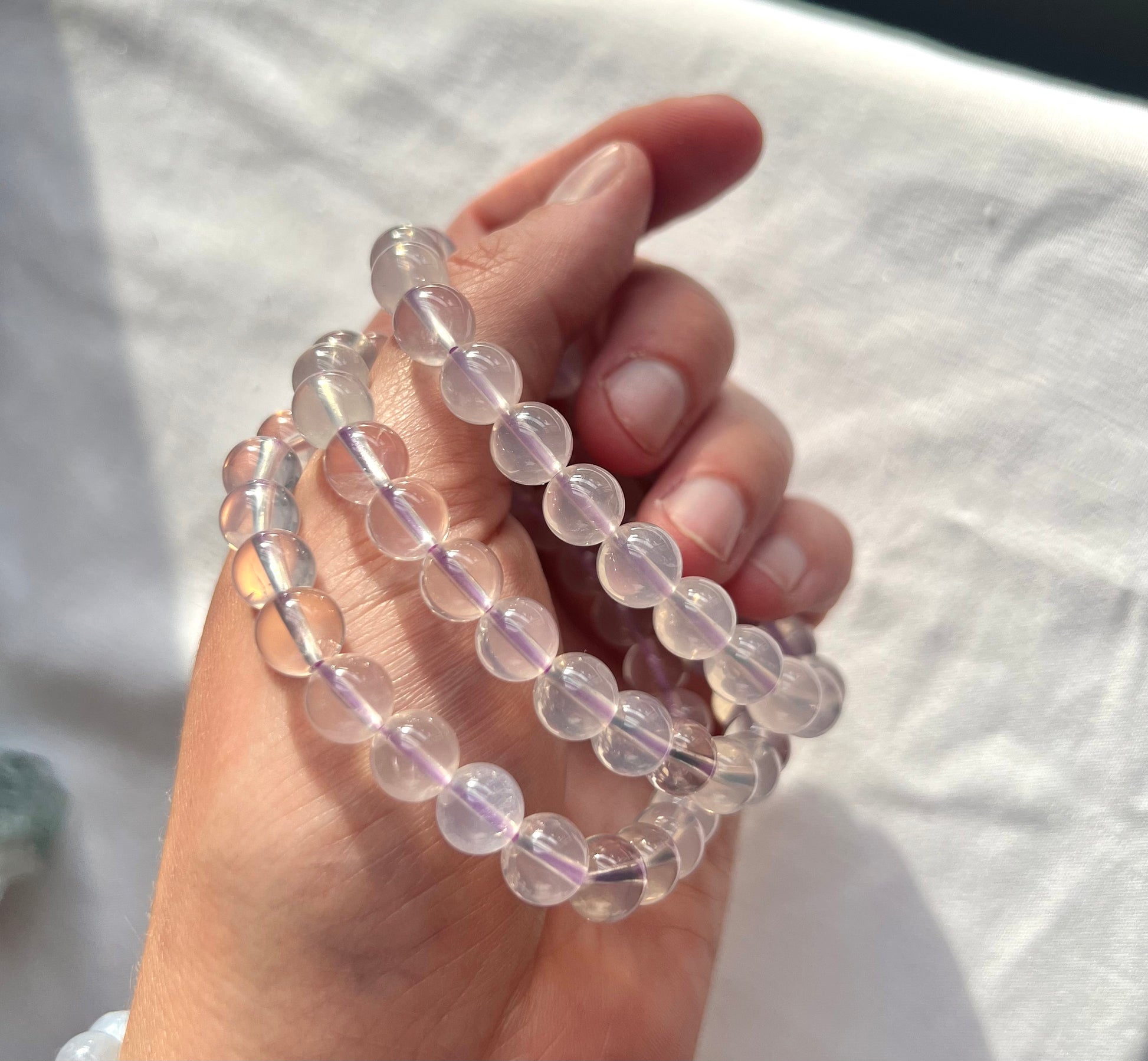 RARE Lavender Moon Quartz 8mm Bracelets from Brazil