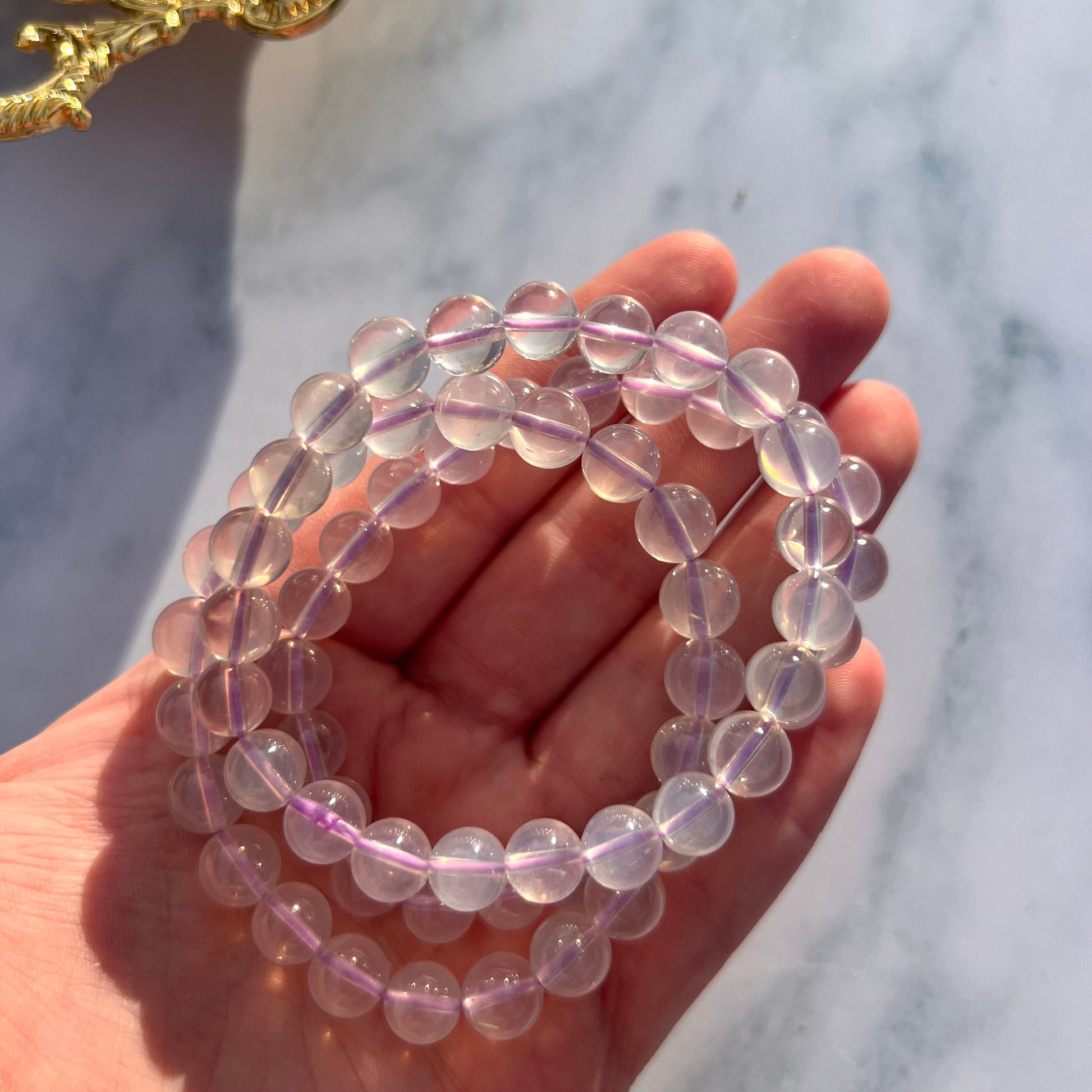RARE Lavender Moon Quartz 8mm Bracelets from Brazil