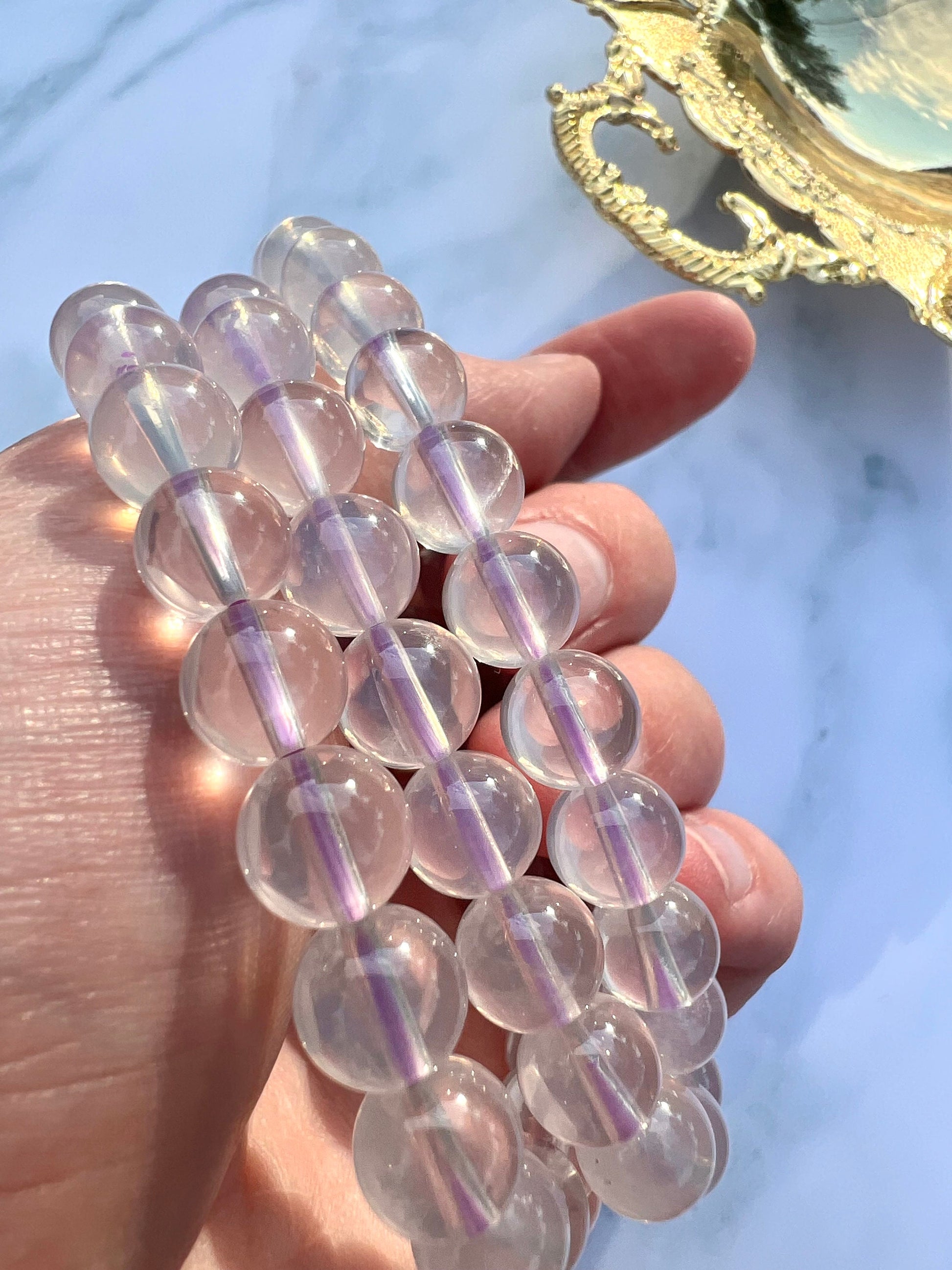 RARE Lavender Moon Quartz 8mm Bracelets from Brazil