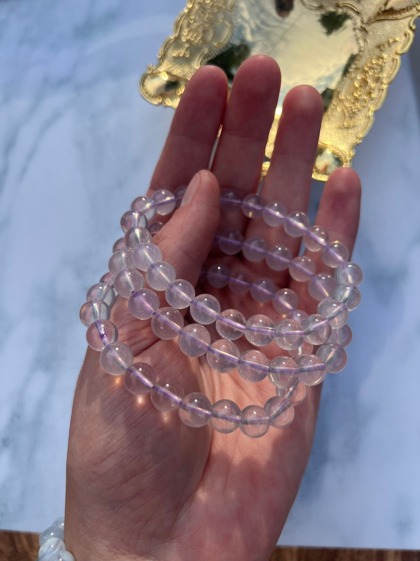 RARE Lavender Moon Quartz 8mm Bracelets from Brazil