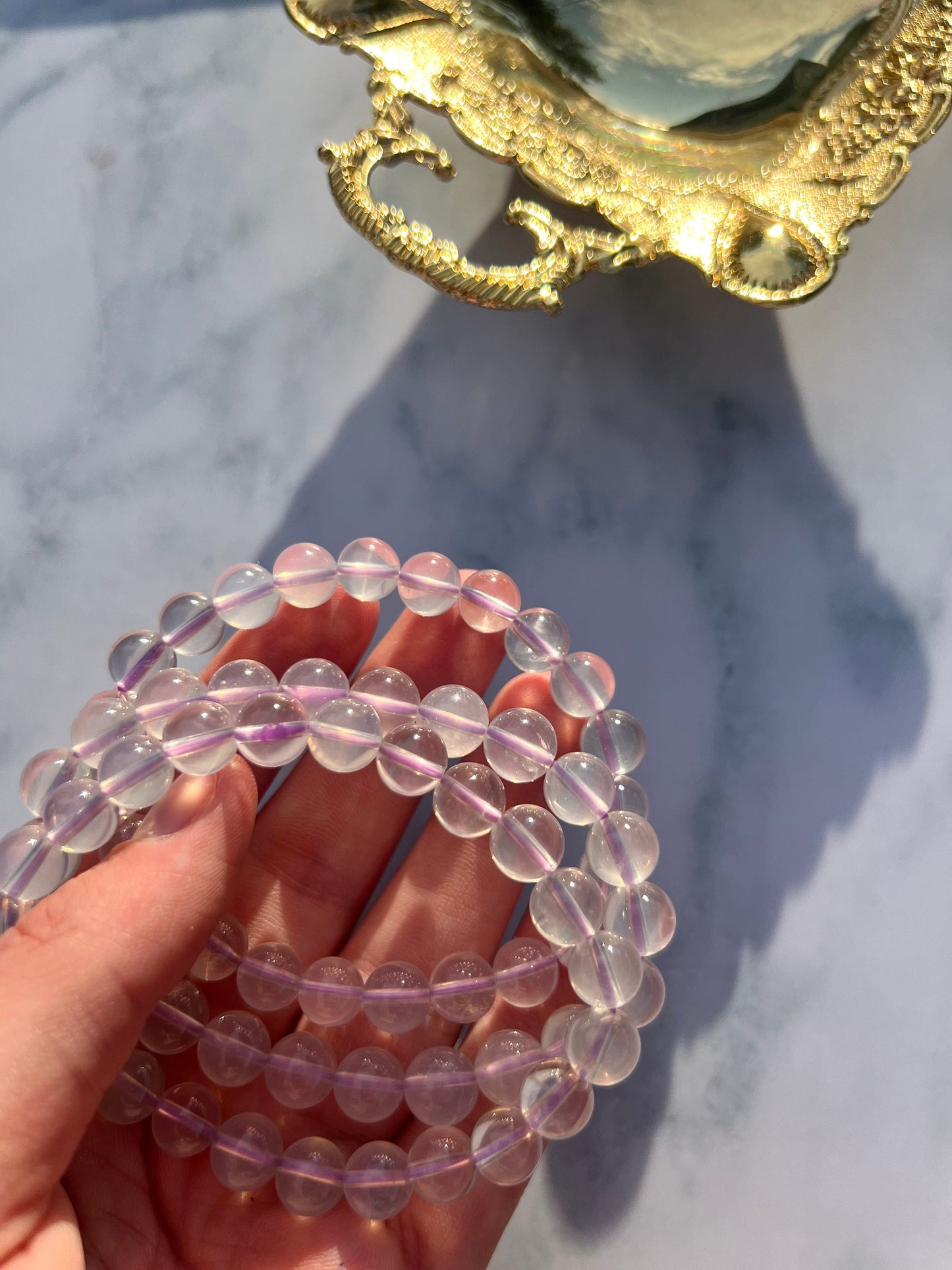 RARE Lavender Moon Quartz 8mm Bracelets from Brazil
