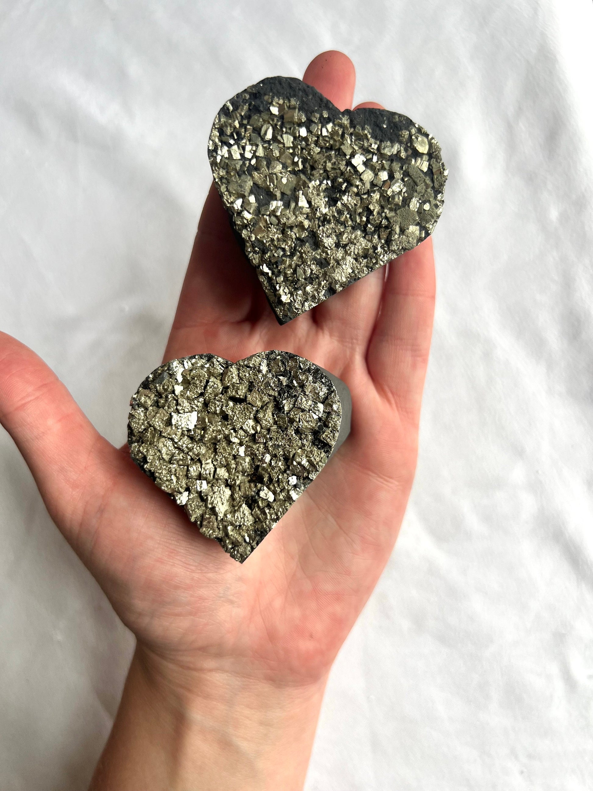 Pyrite on Basalt Heart Carving