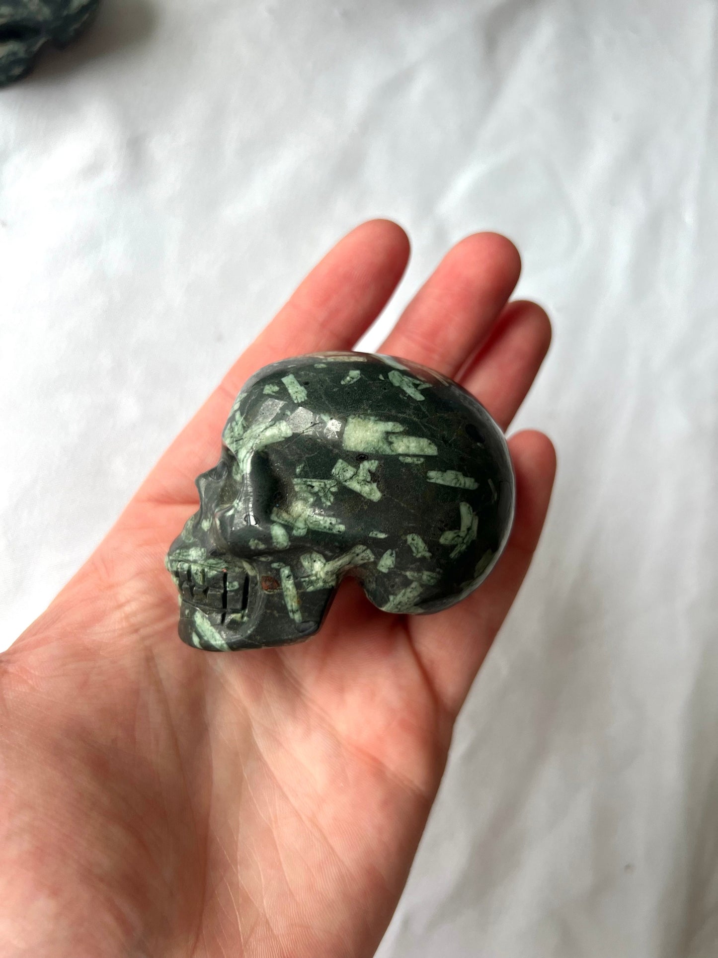 Gorgeous Flower Stone Skull Carvings | Chrysanthemum Stone Skulls