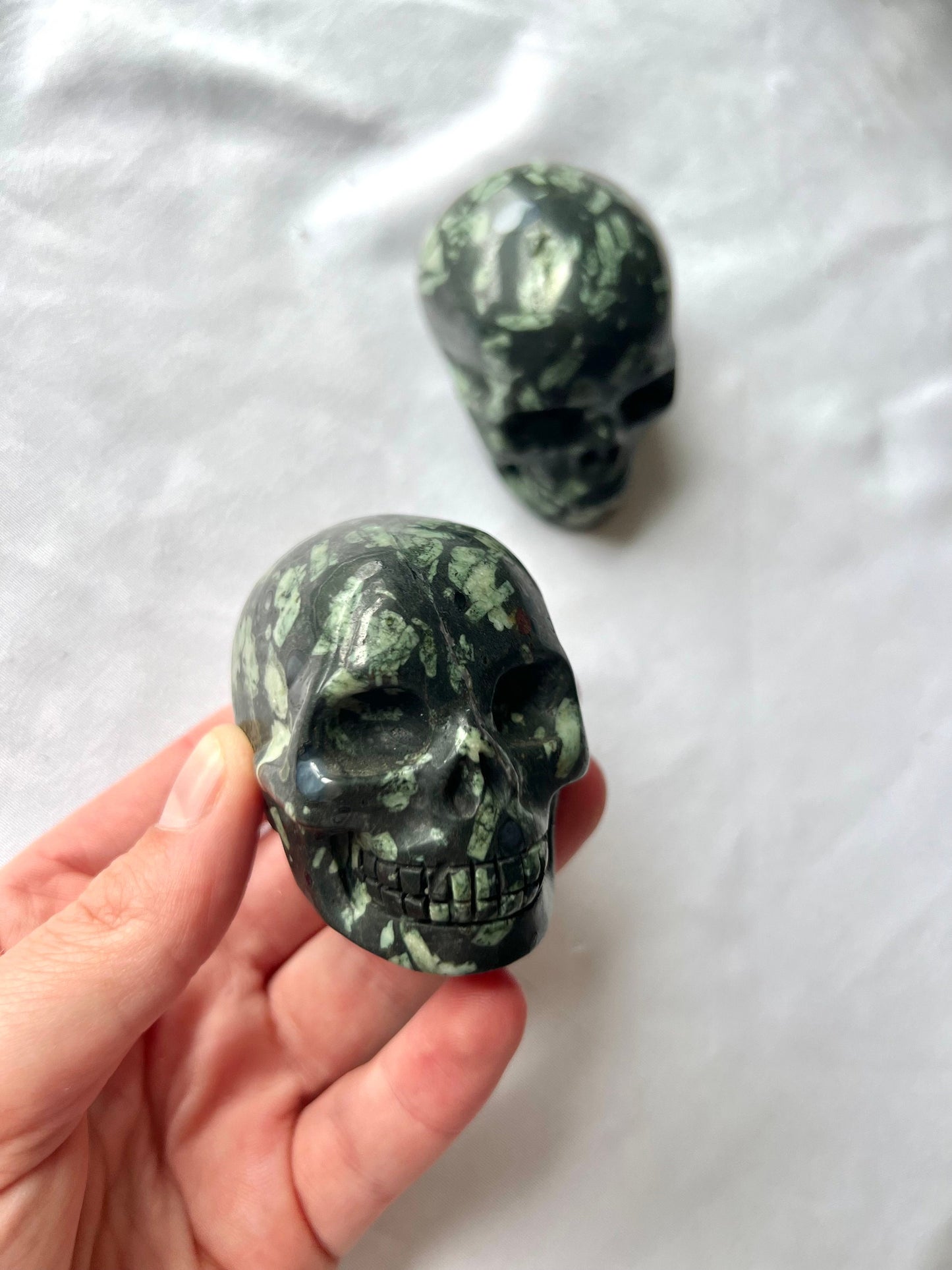 Gorgeous Flower Stone Skull Carvings | Chrysanthemum Stone Skulls