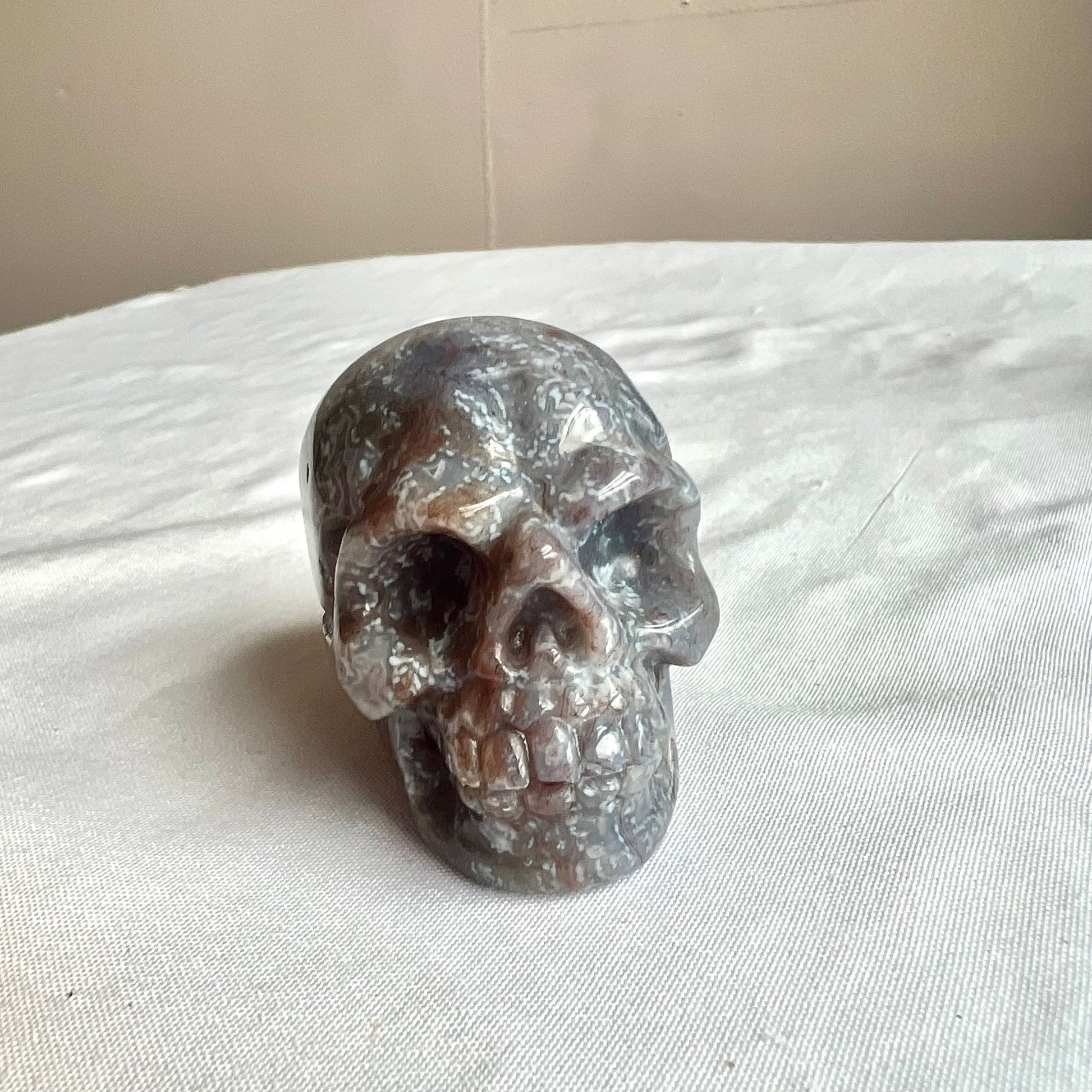 Lepidolite Skull carving