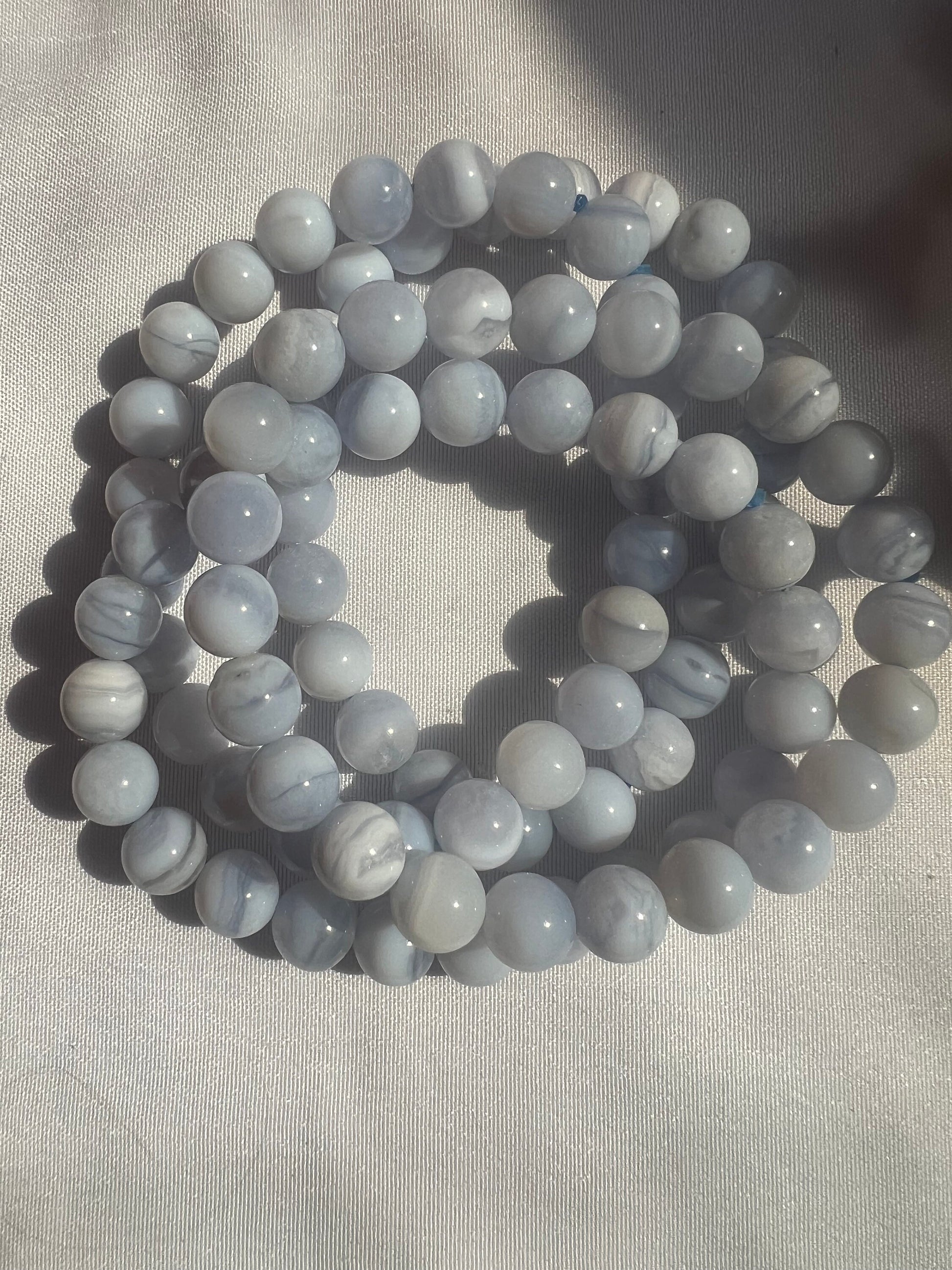 Blue Lace Agate 9mm Bracelets Banded Blue Lace Healing Bracelets
