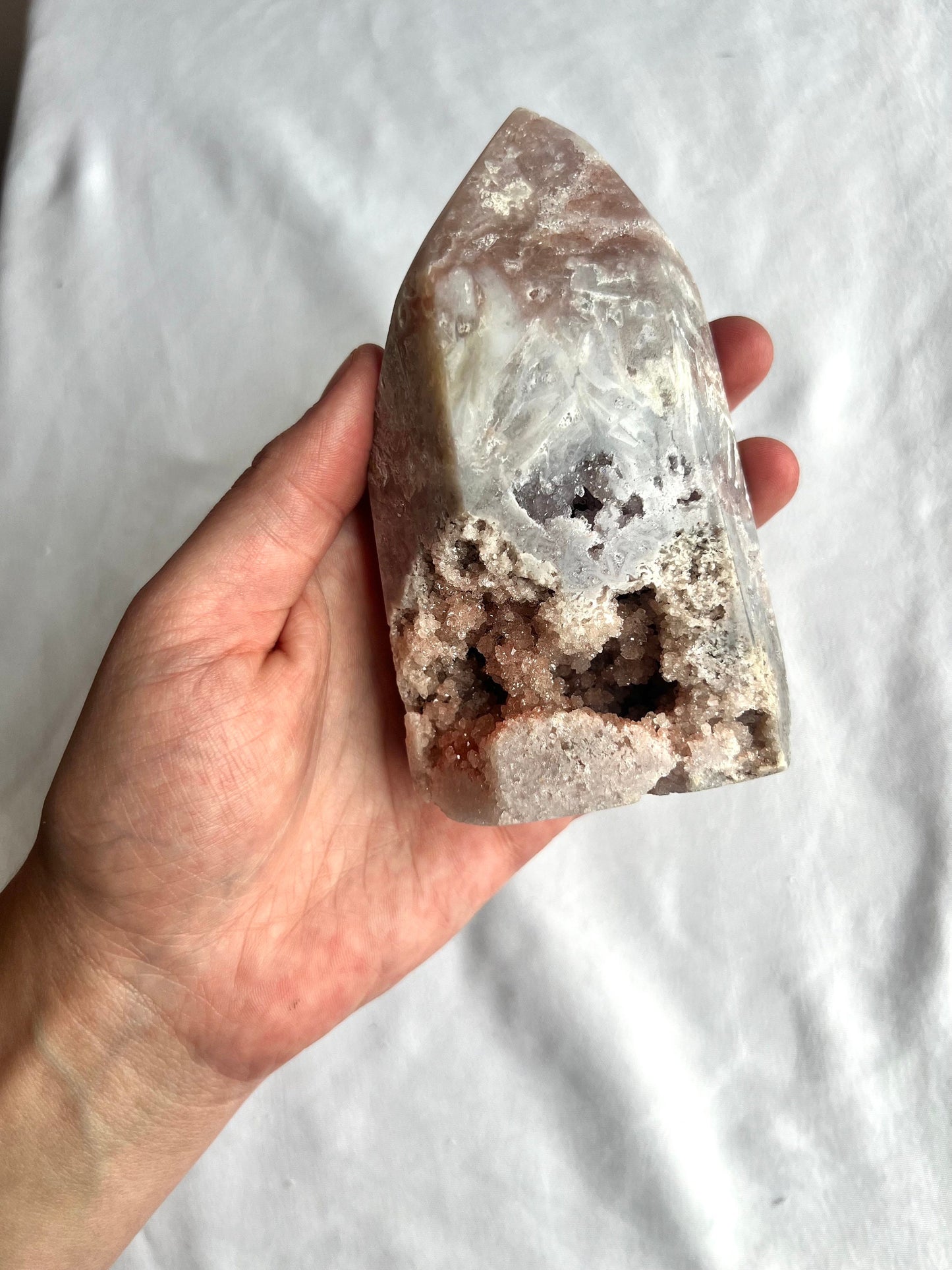 Large Gorgeous Pink Amethyst Tower With Druzy Pink Amethyst Freeform Obelisk From Brazil