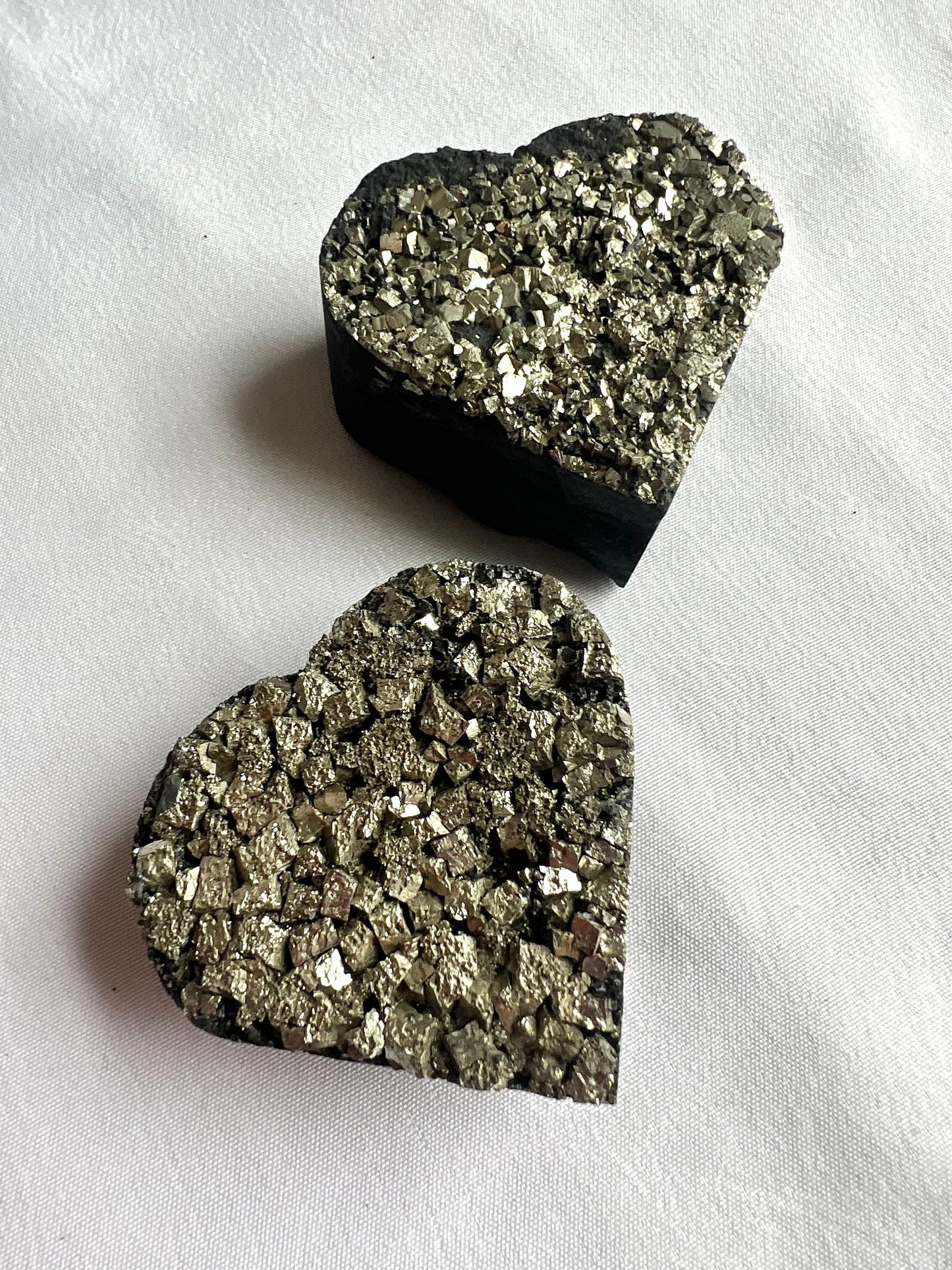 Pyrite on Basalt Heart Carving