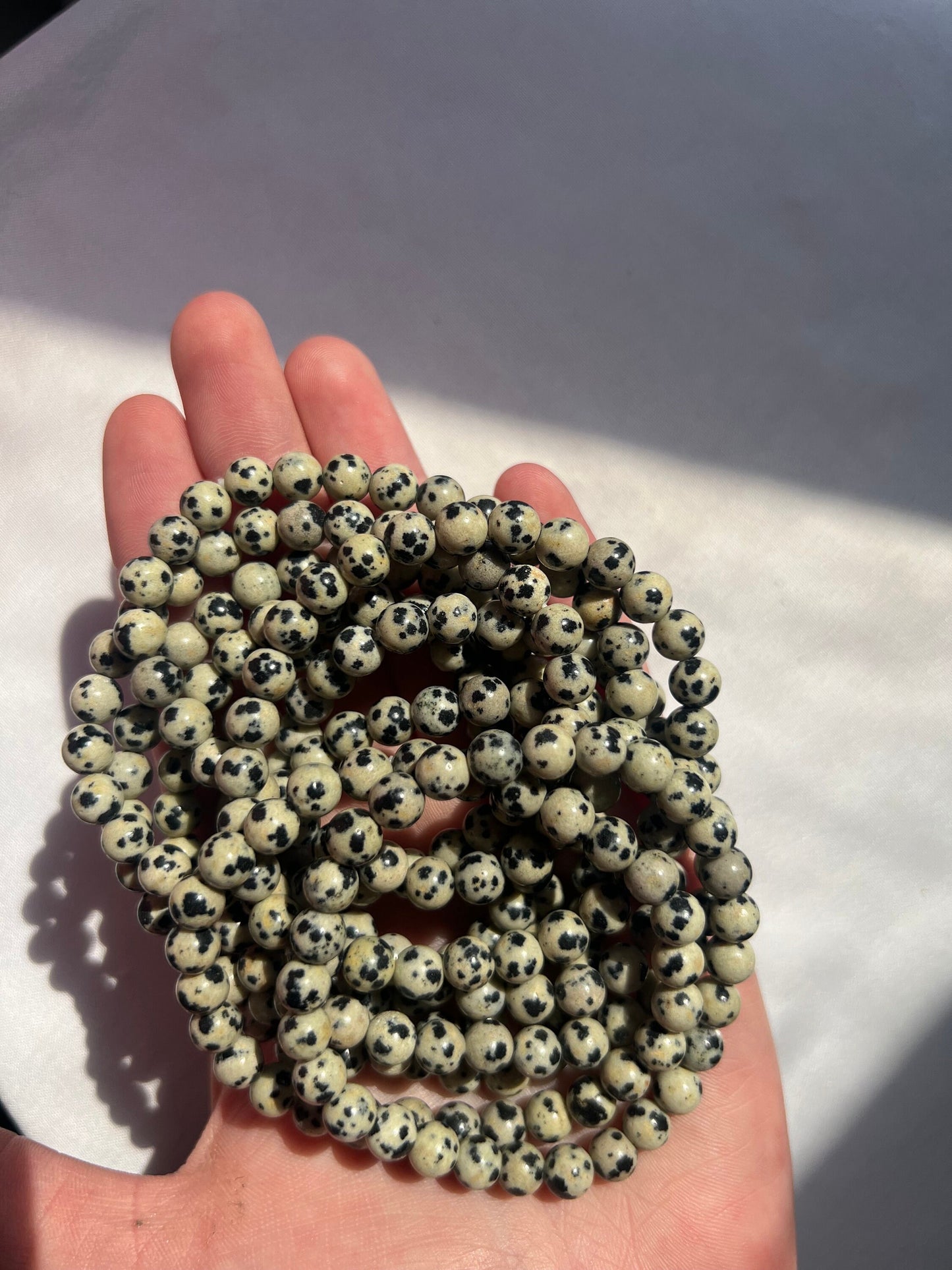 Dalmatian Jasper Bracelet for Joy & Positivity 6mm Genuine Gemstone Beaded Bracelet Natural Crystal Jewelry Gift for Spouse Gift idea