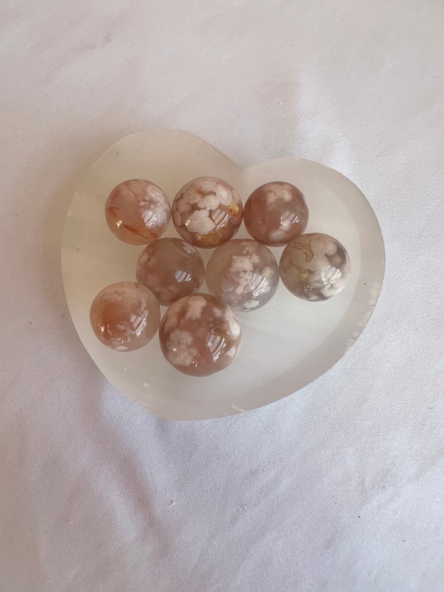 Mini Flower Agate Spheres - Crystal Sphere Flower Agate Carving