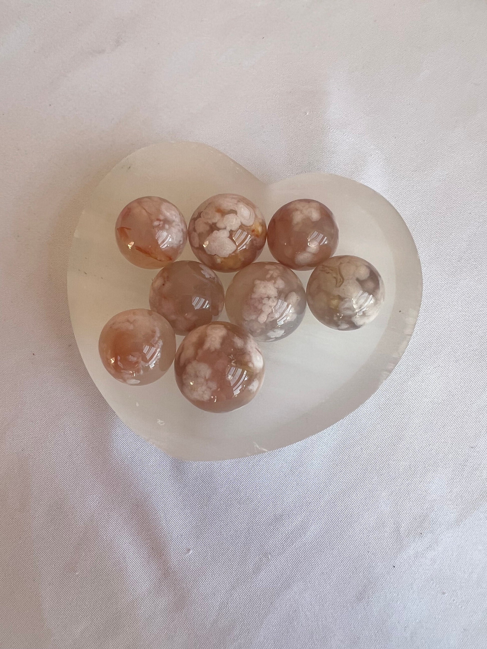 Mini Flower Agate Spheres - Crystal Sphere Flower Agate Carving