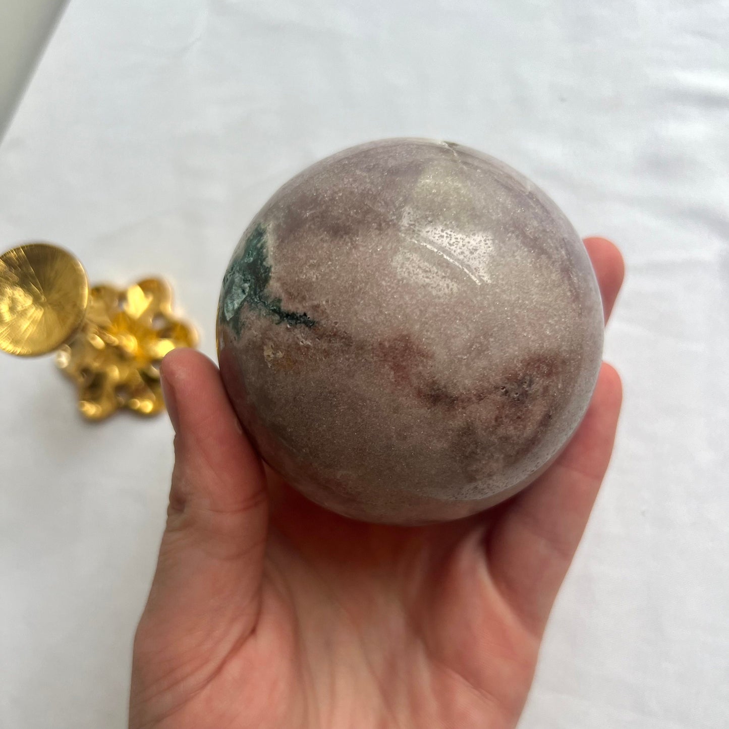Gorgeous Druzy Pink Amethyst Sphere with Jasper from Brazil | 72mm Pink Amethyst Jasper Crystal Ball