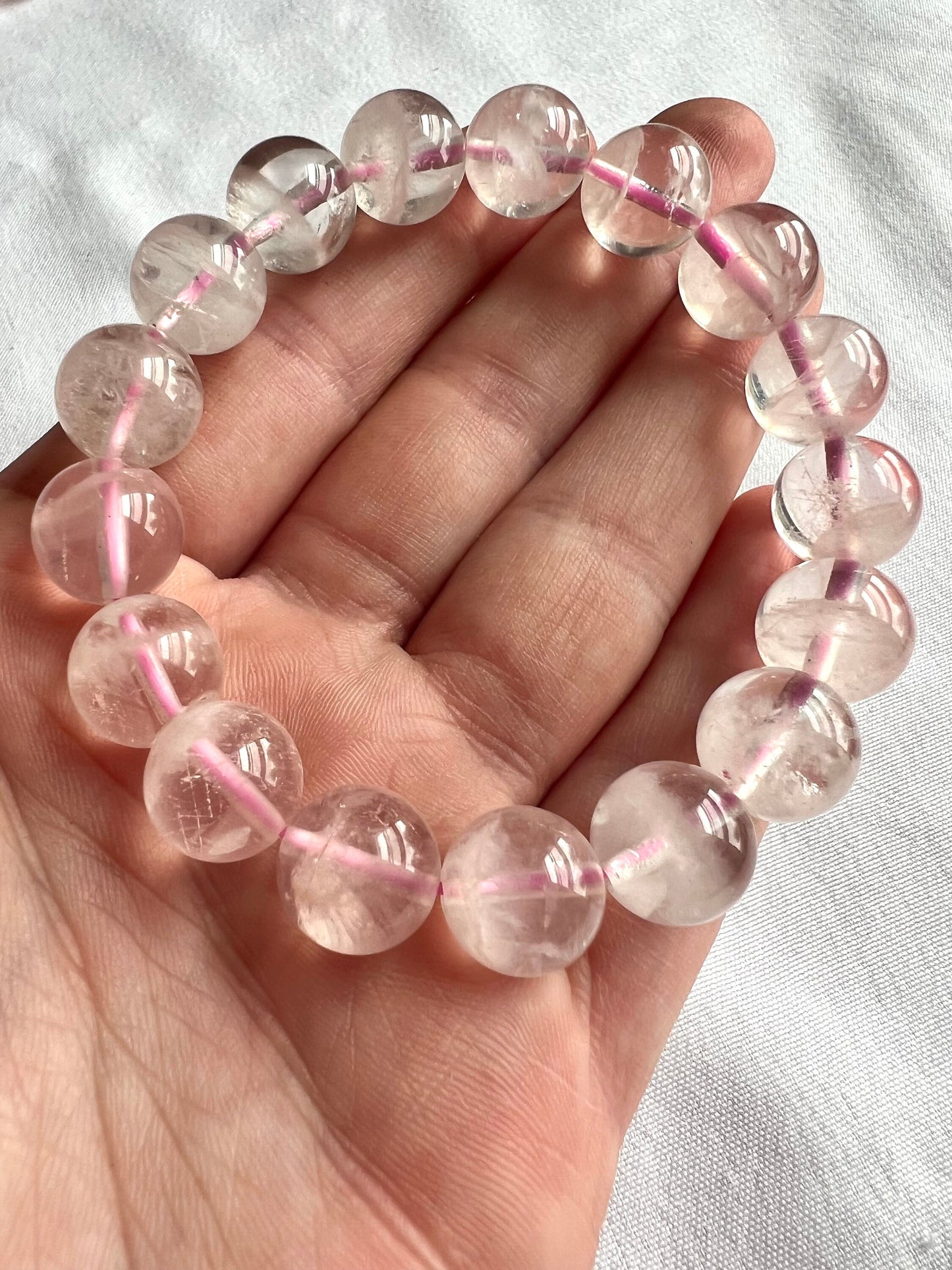 White Snow Garden Rose Quartz Bracelets AAA Quality 11mm, 12mm & 13mm beads