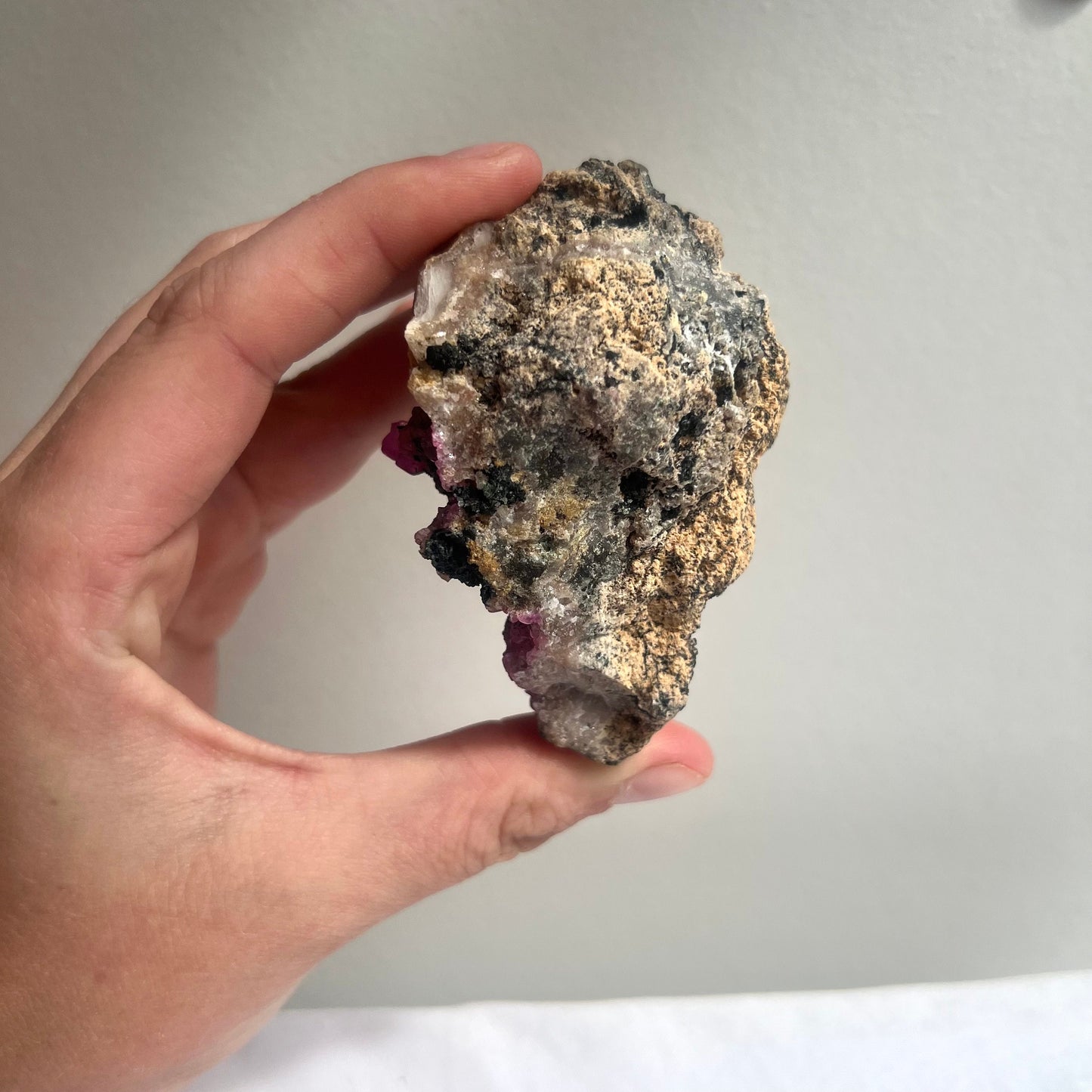 Cobalto Calcite Specimen with Display Stand Raw Cobaltoan Calcite Cluster