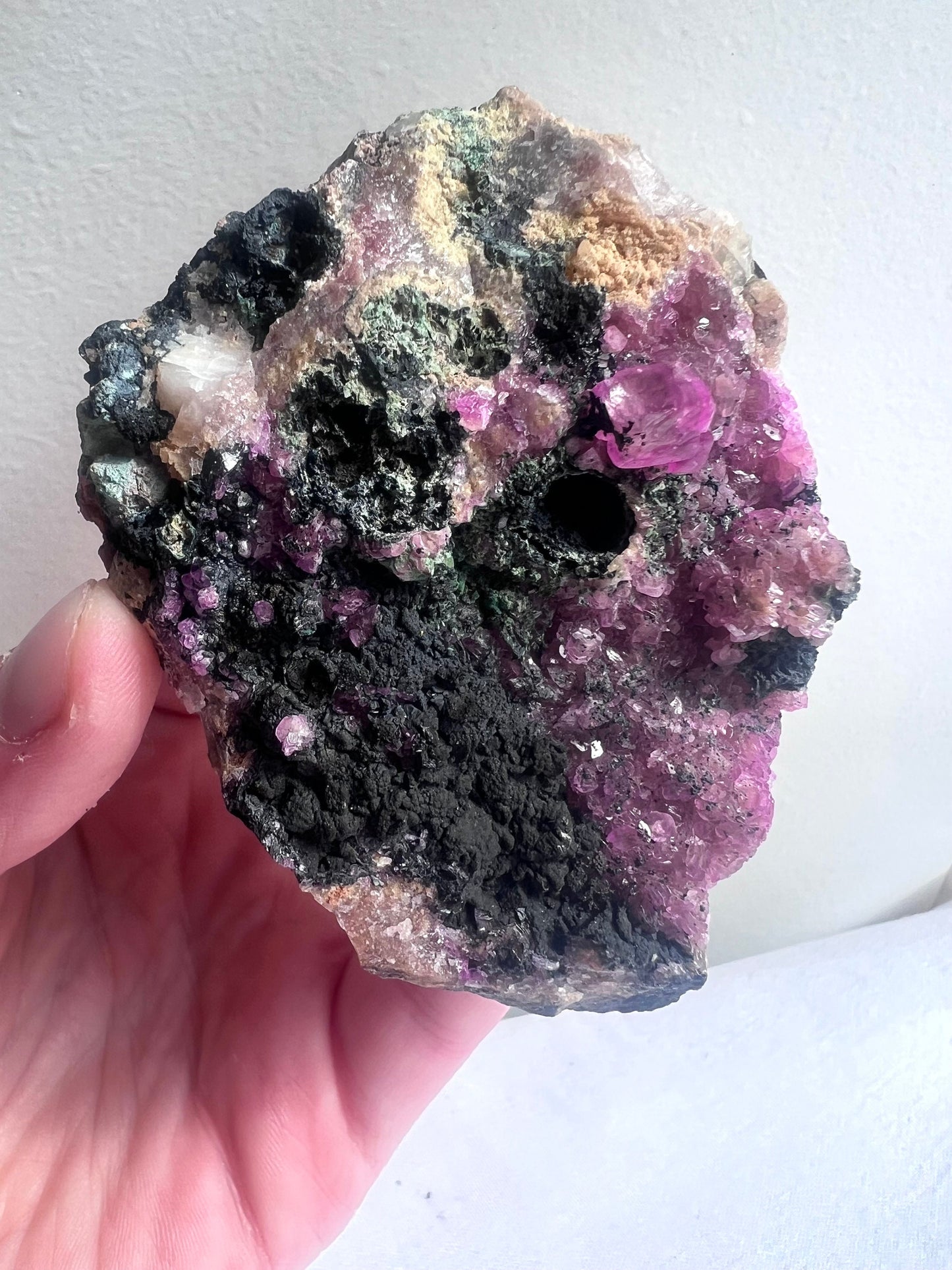 Cobalto Calcite Specimen with Display Stand Raw Cobaltoan Calcite Cluster