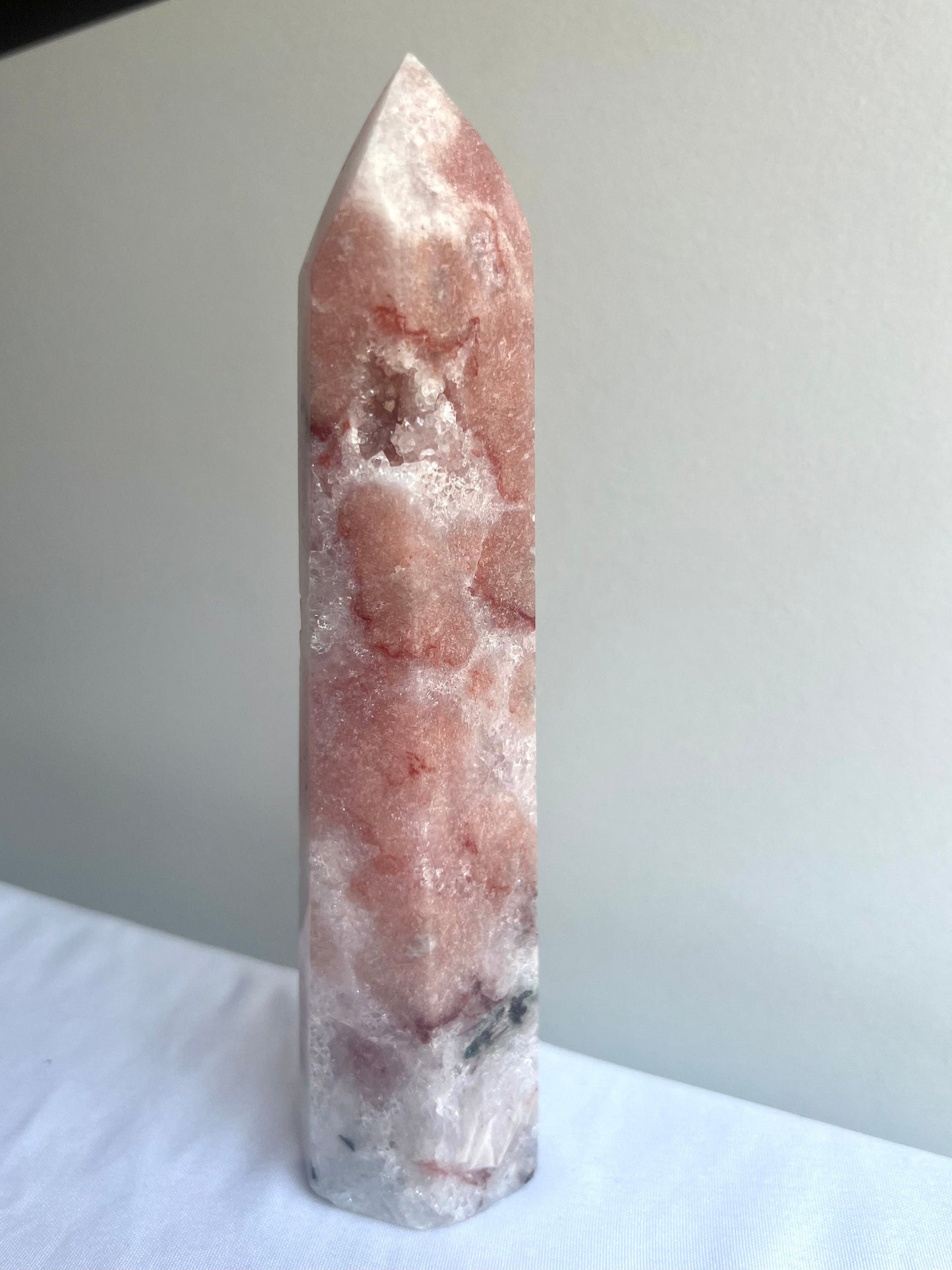 Pink Amethyst with Flower Agate Tower 6β Pink Flower Amethyst Obelisk