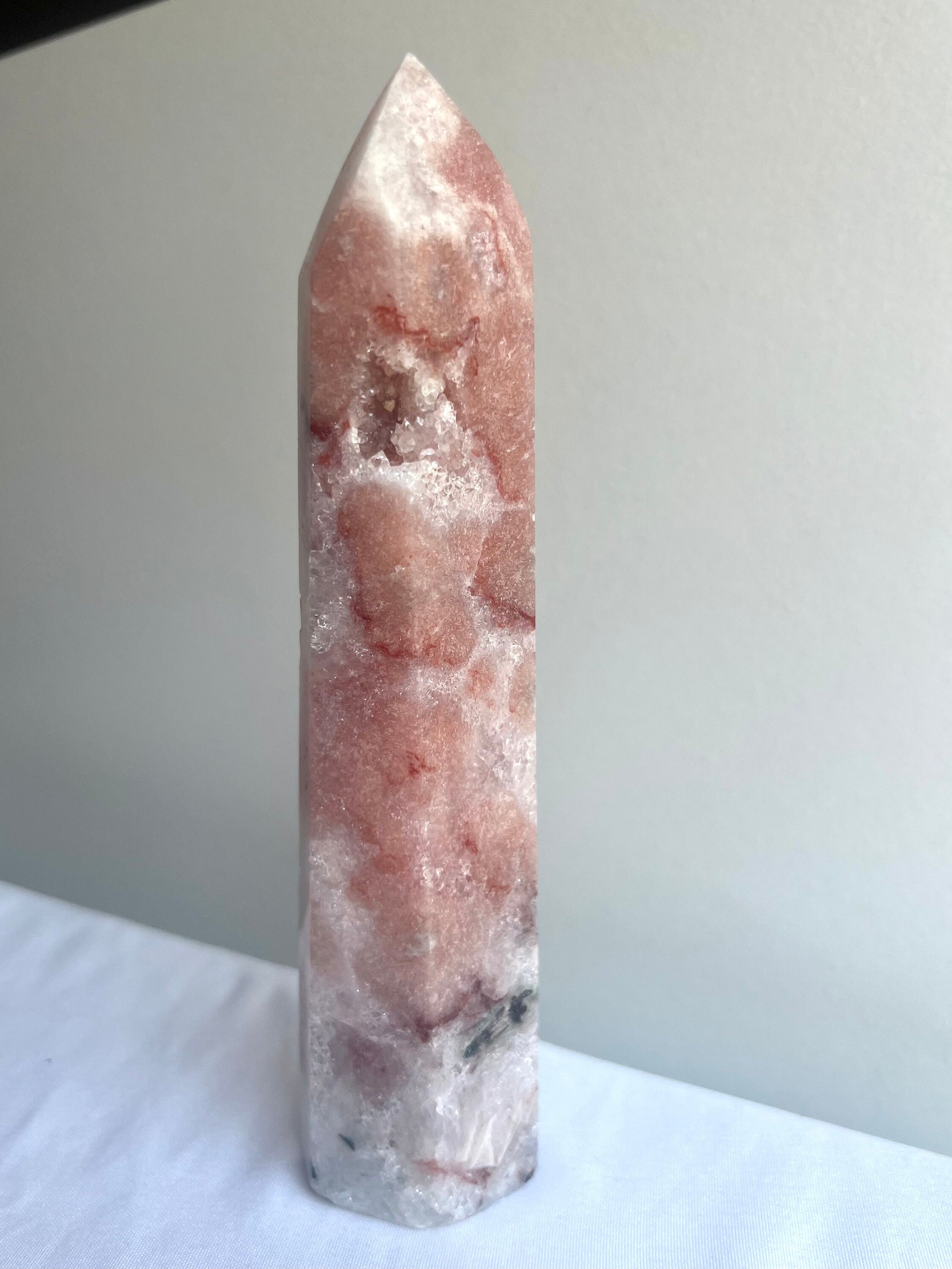 Pink Amethyst with Flower Agate Tower 6β Pink Flower Amethyst Obelisk