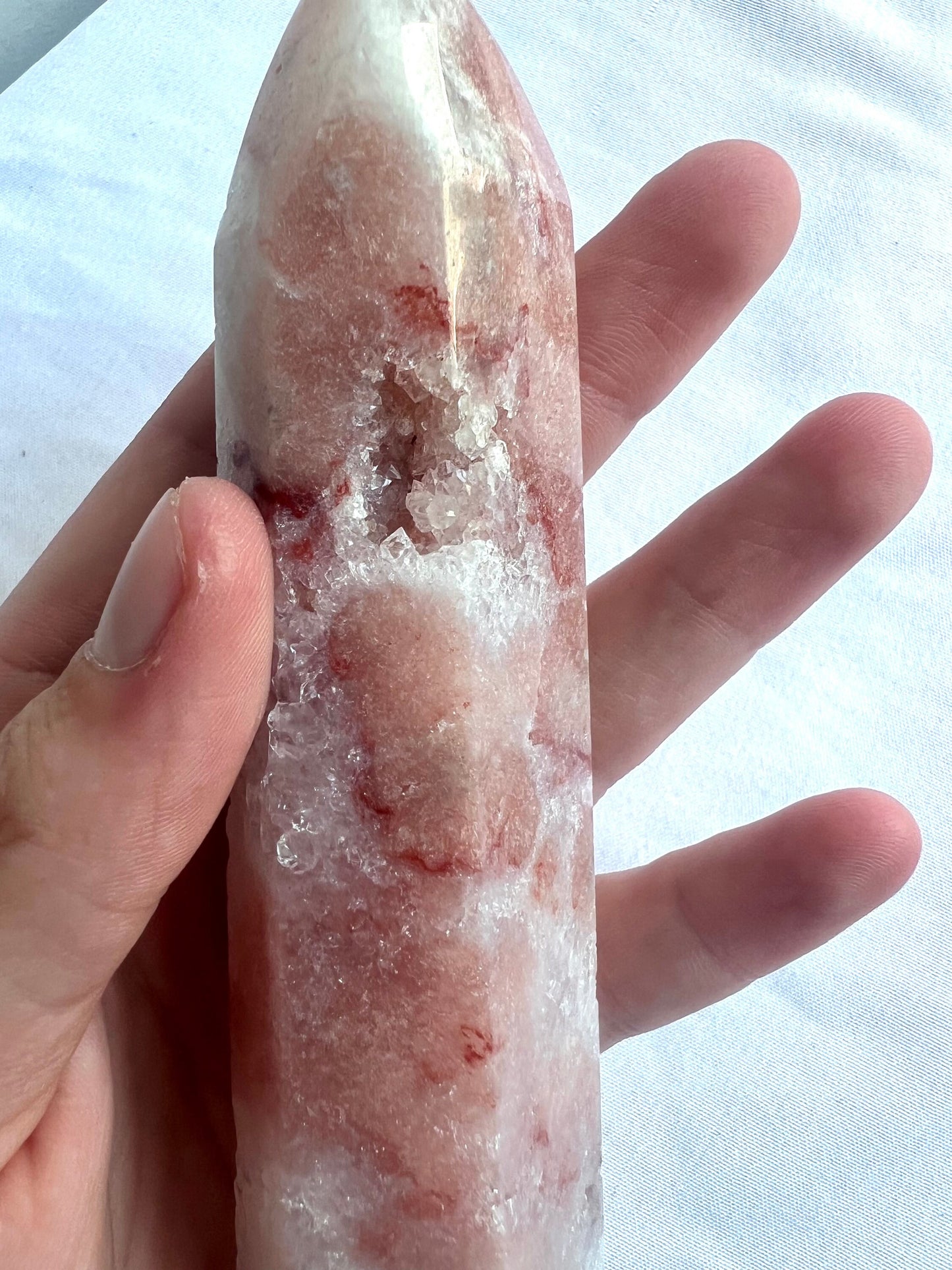 Pink Amethyst with Flower Agate Tower 6β Pink Flower Amethyst Obelisk