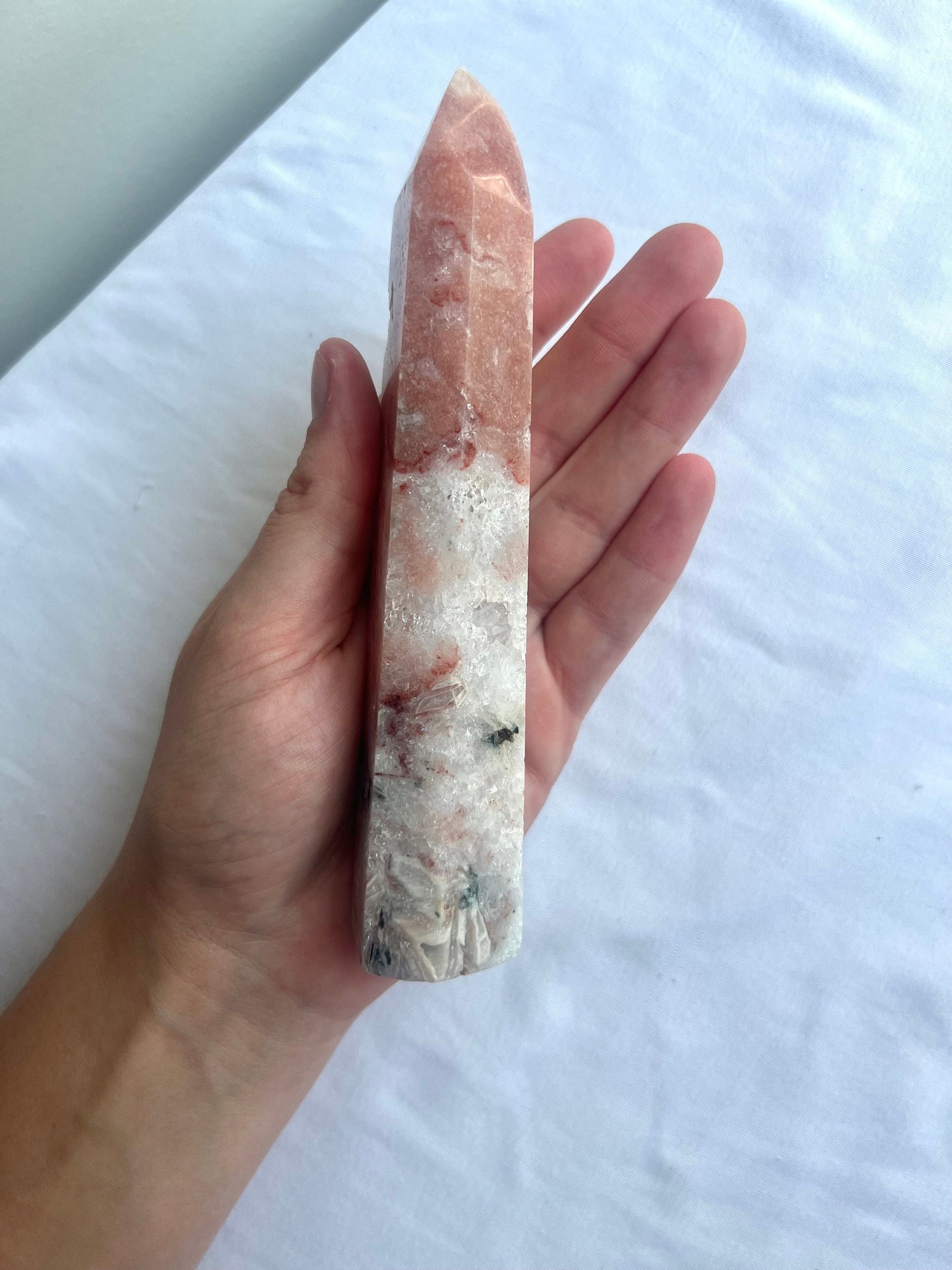 Pink Amethyst with Flower Agate Tower 6β Pink Flower Amethyst Obelisk