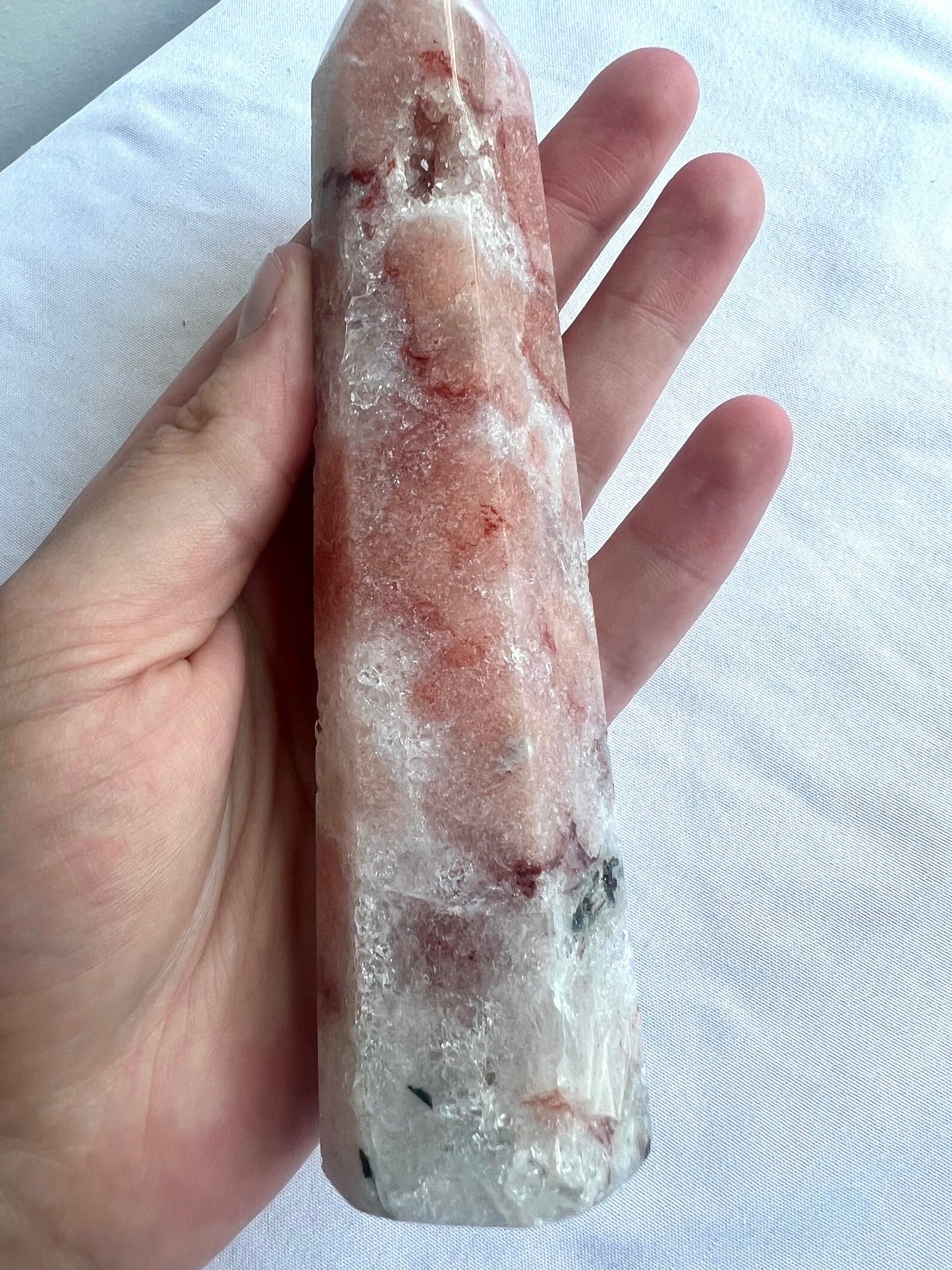 Pink Amethyst with Flower Agate Tower 6β Pink Flower Amethyst Obelisk