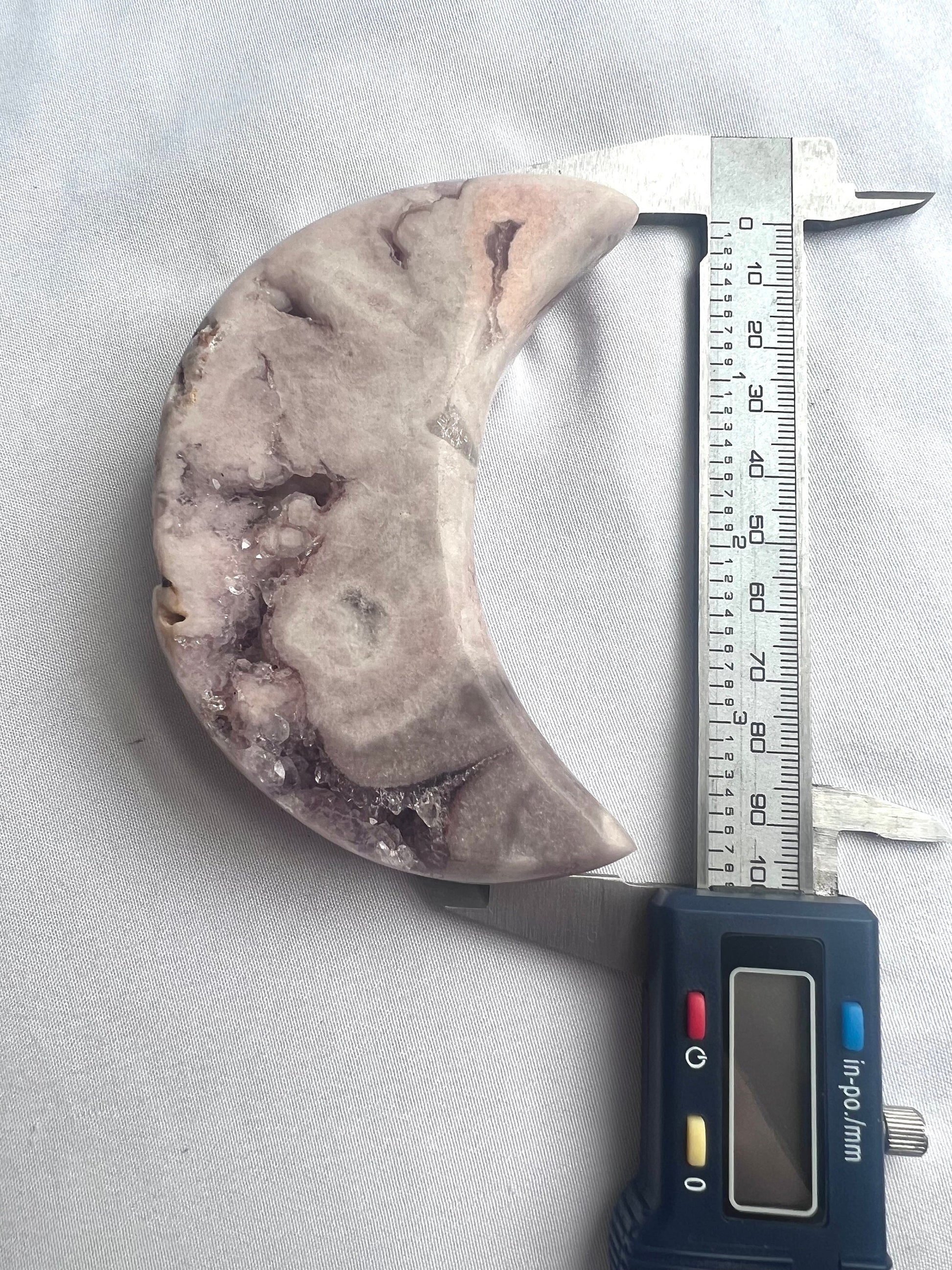 Druzy Pink Amethyst Moon Carving Pink Amethyst Crescent