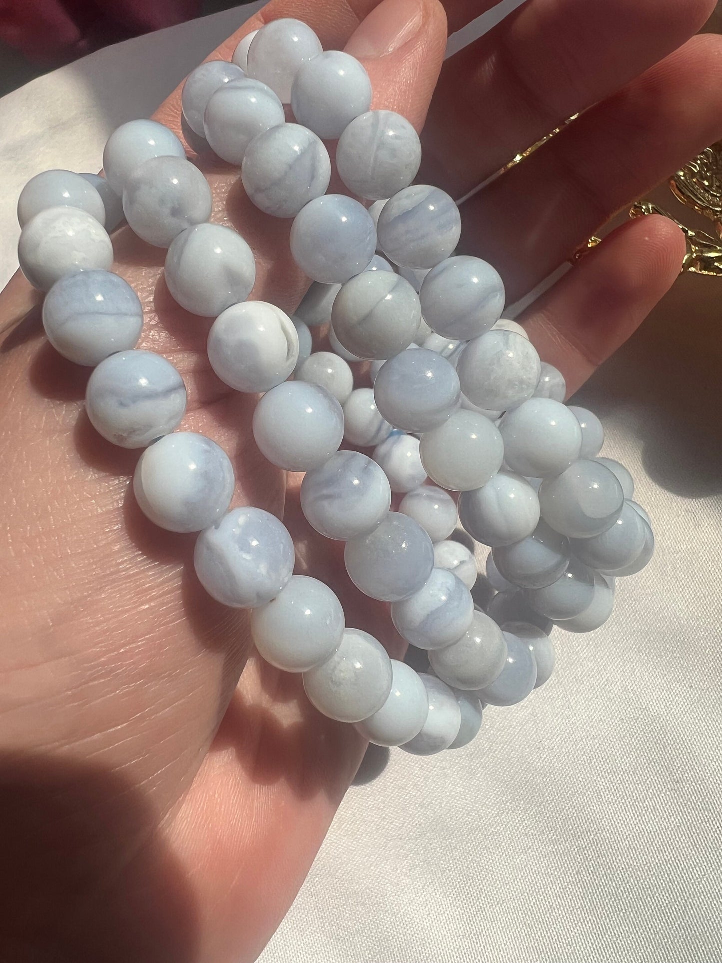 Blue Lace Agate 9mm Bracelets Banded Blue Lace Healing Bracelets