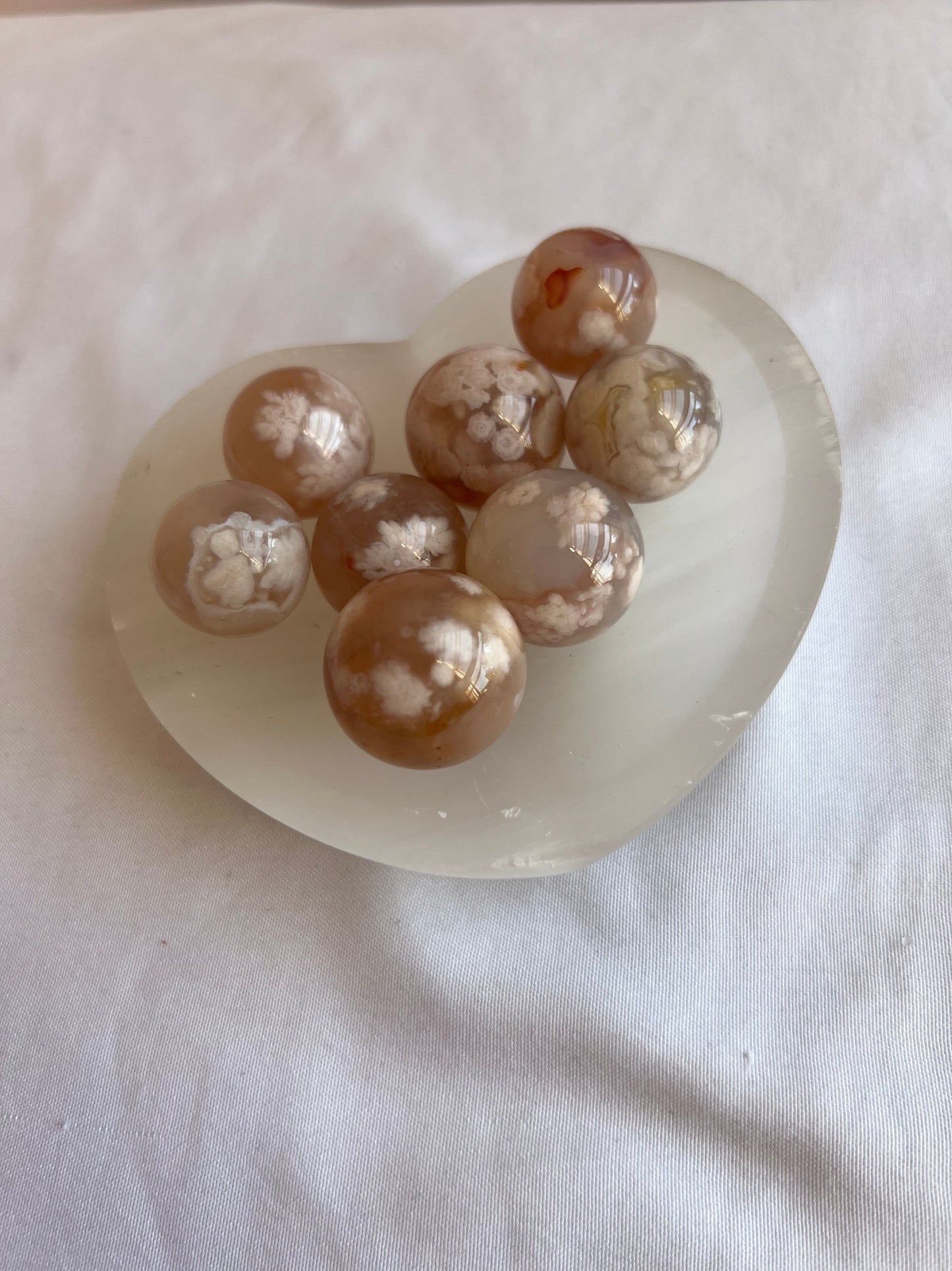 Mini Flower Agate Spheres - Crystal Sphere Flower Agate Carving