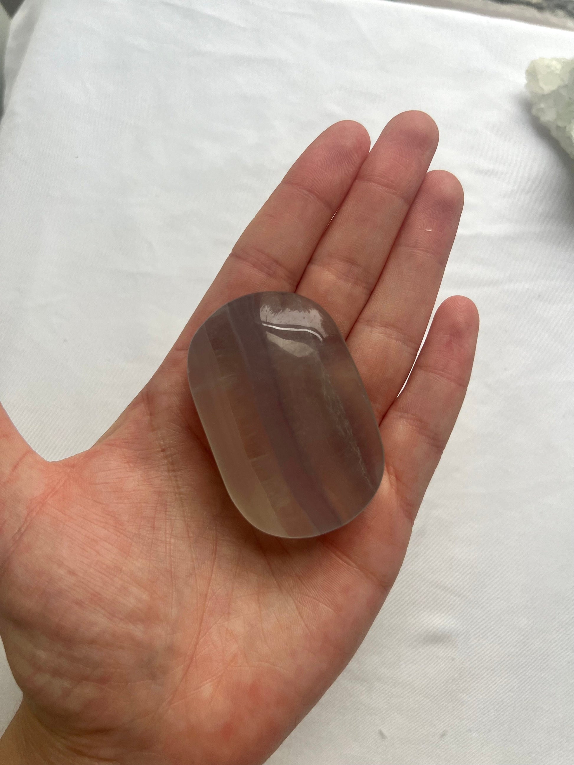Beautiful Clear Fluorite Palm Stone | Banded Candy Fluorite Palm